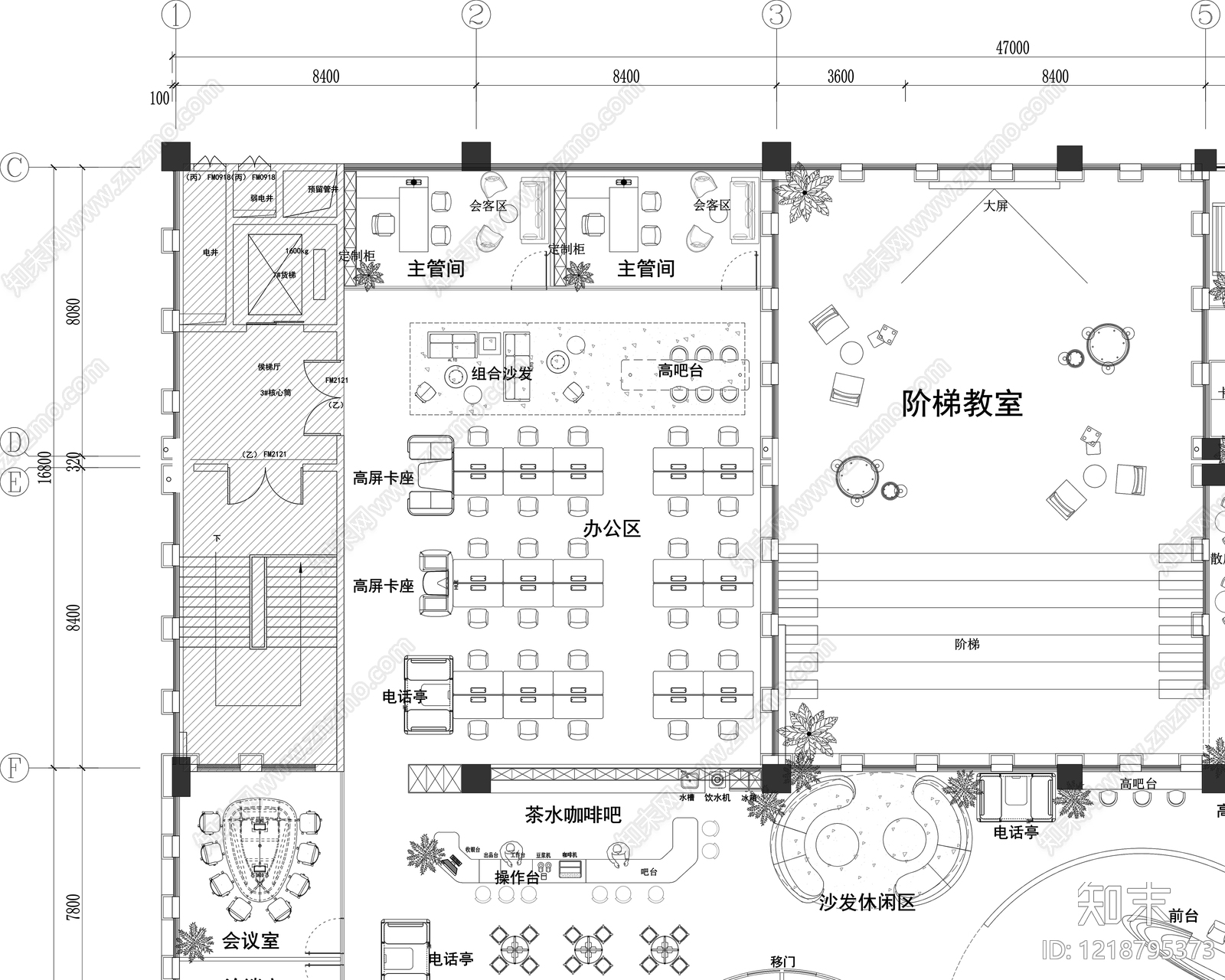 整体办公空间cad施工图下载【ID:1218795373】