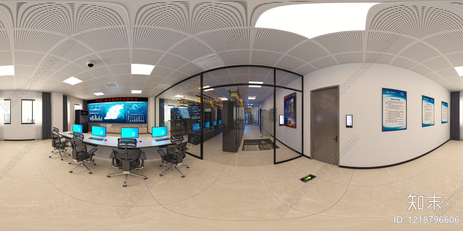 现代简约指挥中心3D模型渲染效果图
