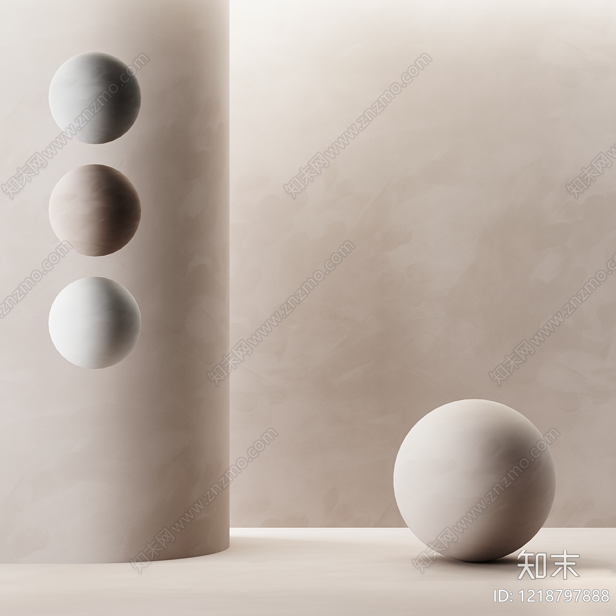 侘寂风雕塑摆件3D模型下载【ID:1218797888】