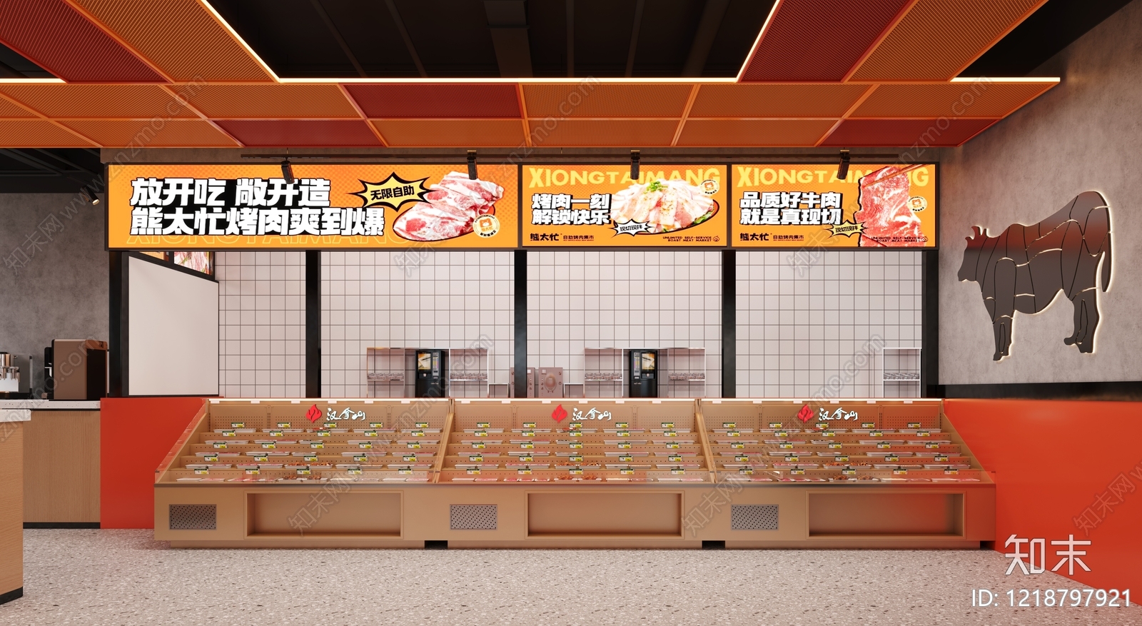 现代工业风烤肉店3D模型下载【ID:1218797921】