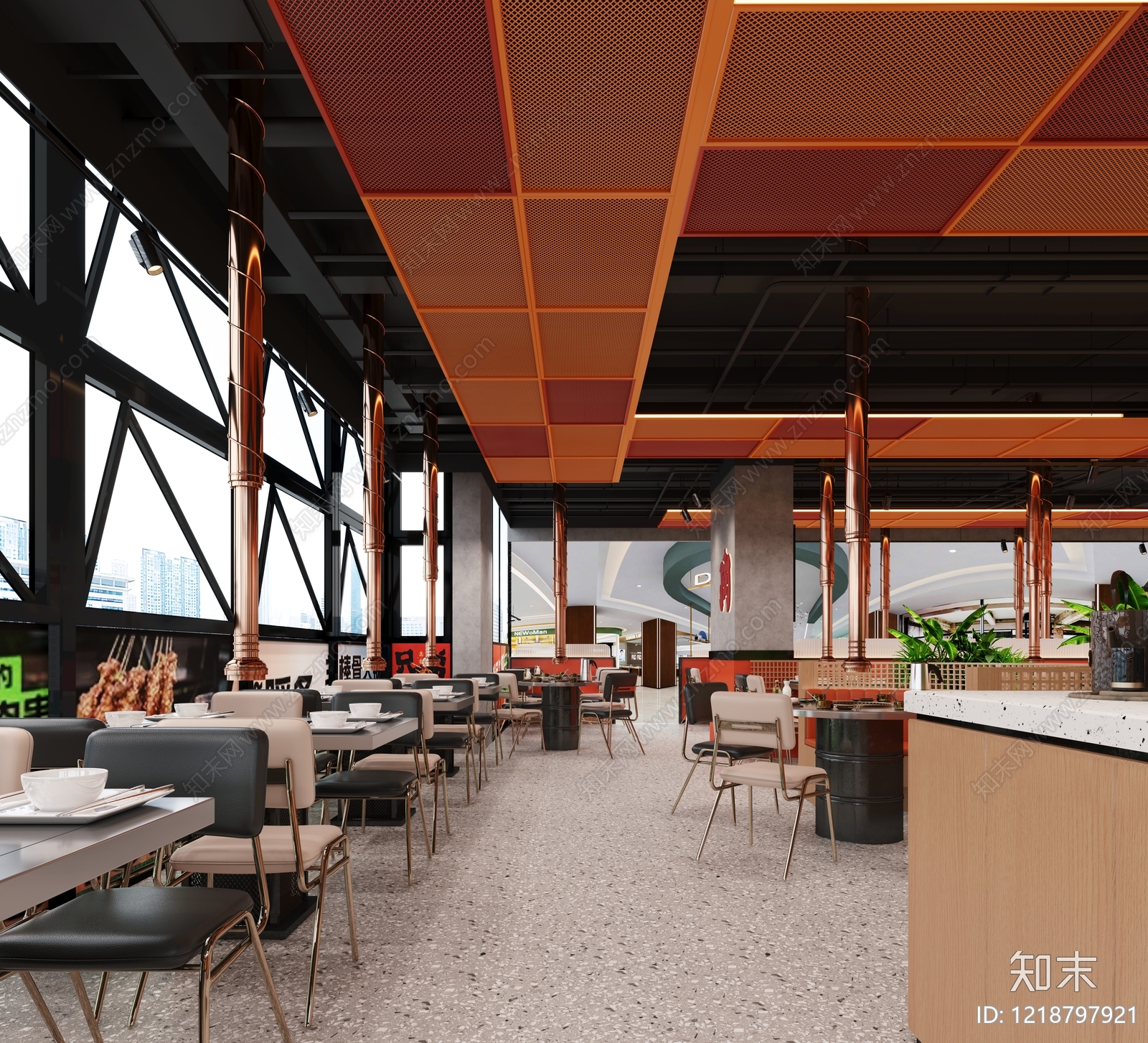 现代工业风烤肉店3D模型下载【ID:1218797921】