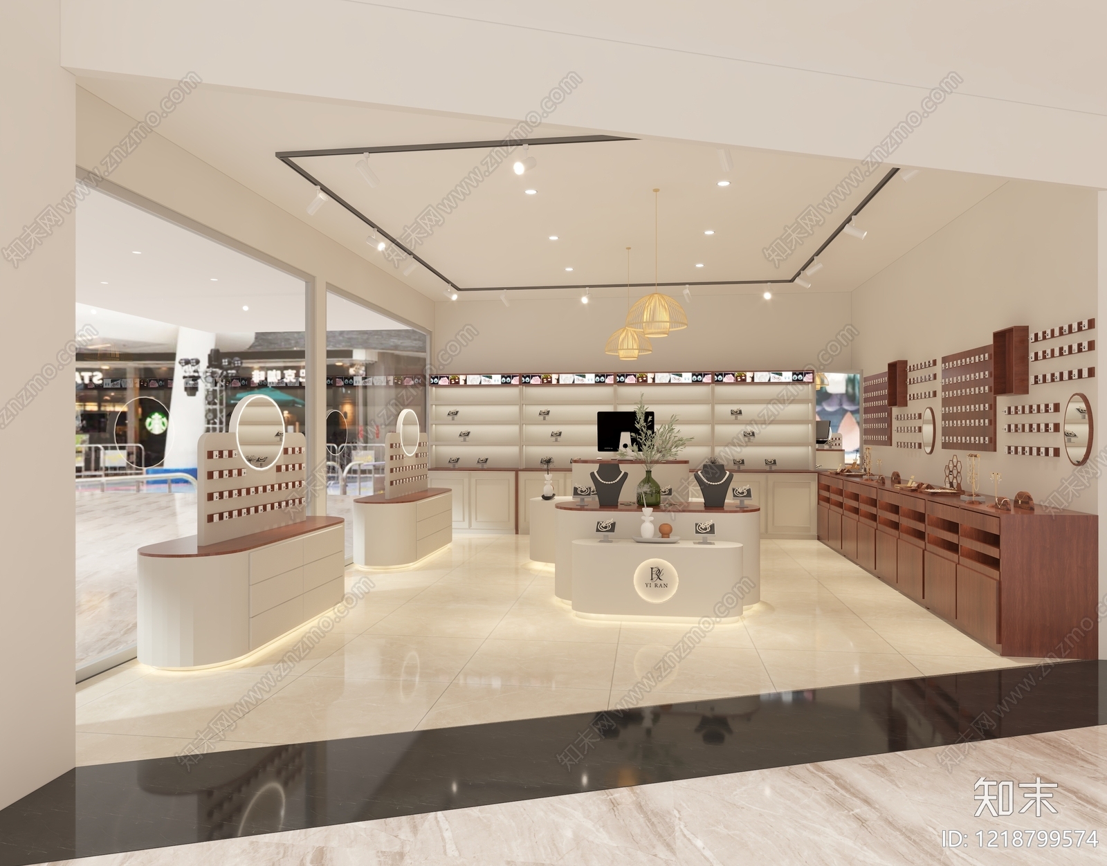 奶油风眼镜店3D模型渲染效果图