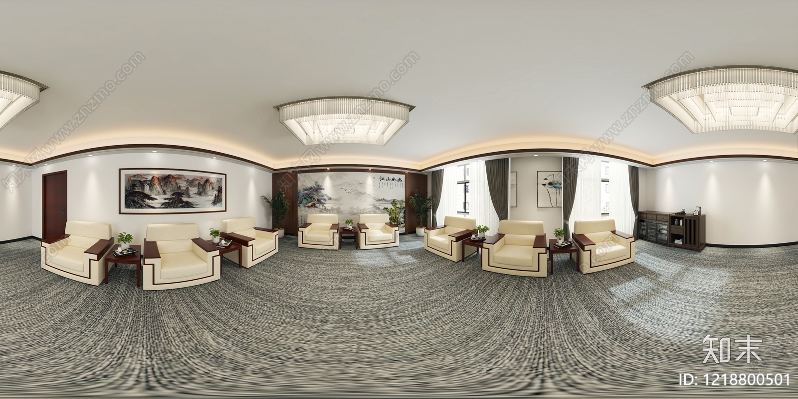 新中式接待室3D模型下载【ID:1218800501】