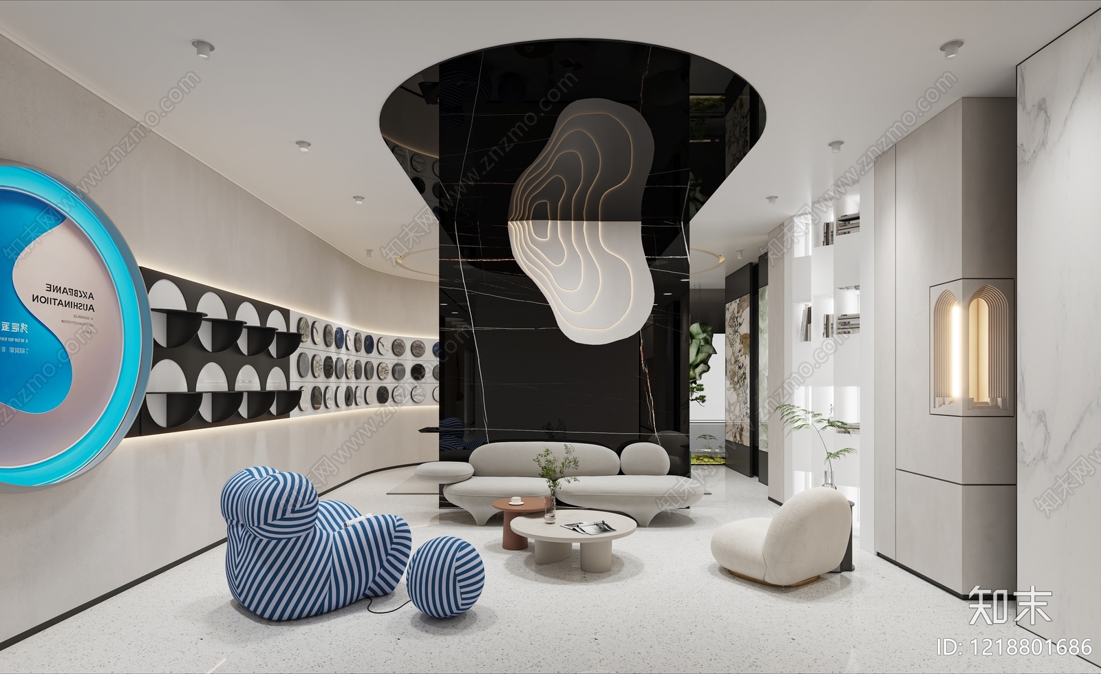 现代简约瓷砖展厅SU模型下载【ID:1218801686】