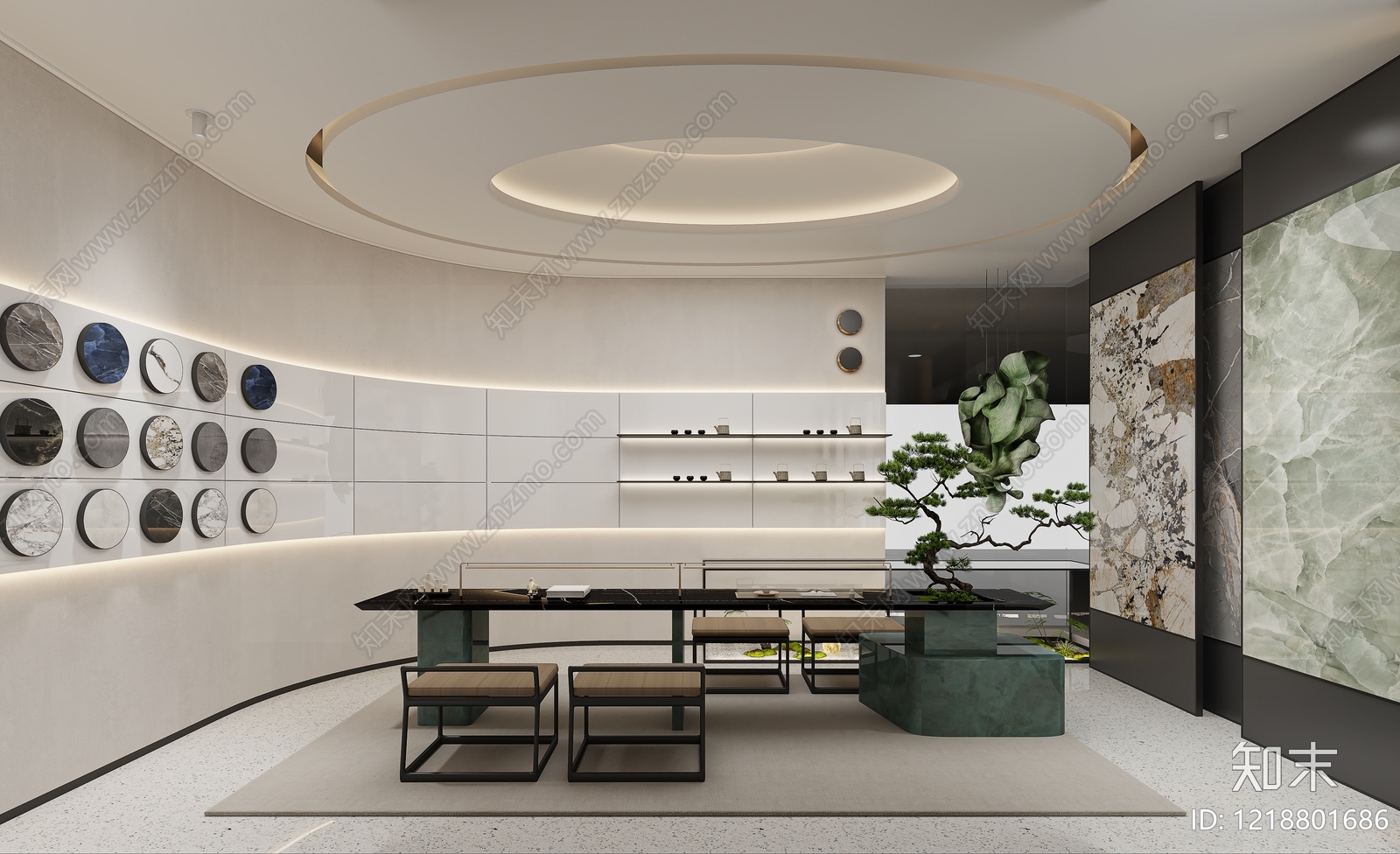 现代简约瓷砖展厅SU模型下载【ID:1218801686】