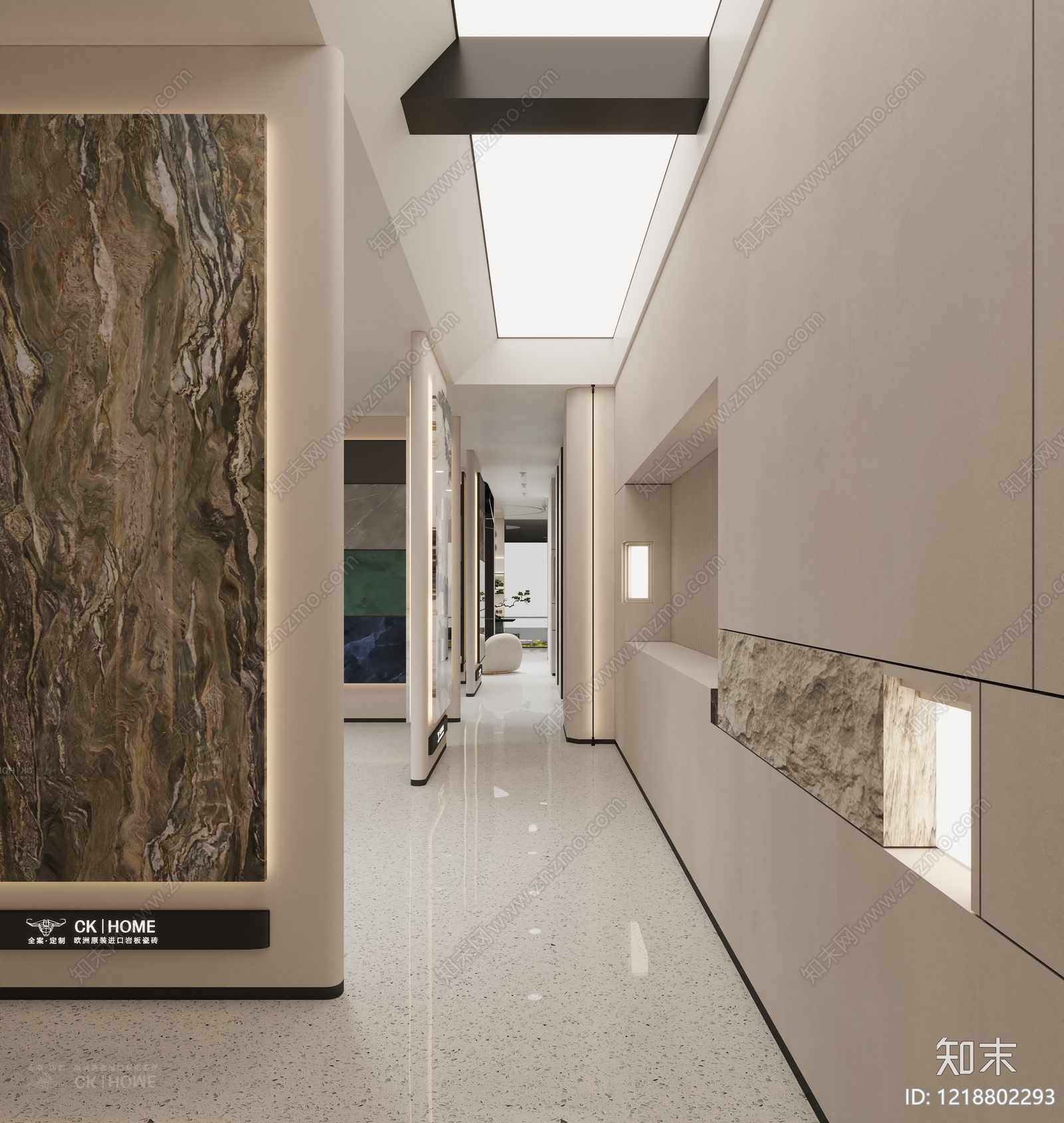 极简瓷砖展厅SU模型下载【ID:1218802293】