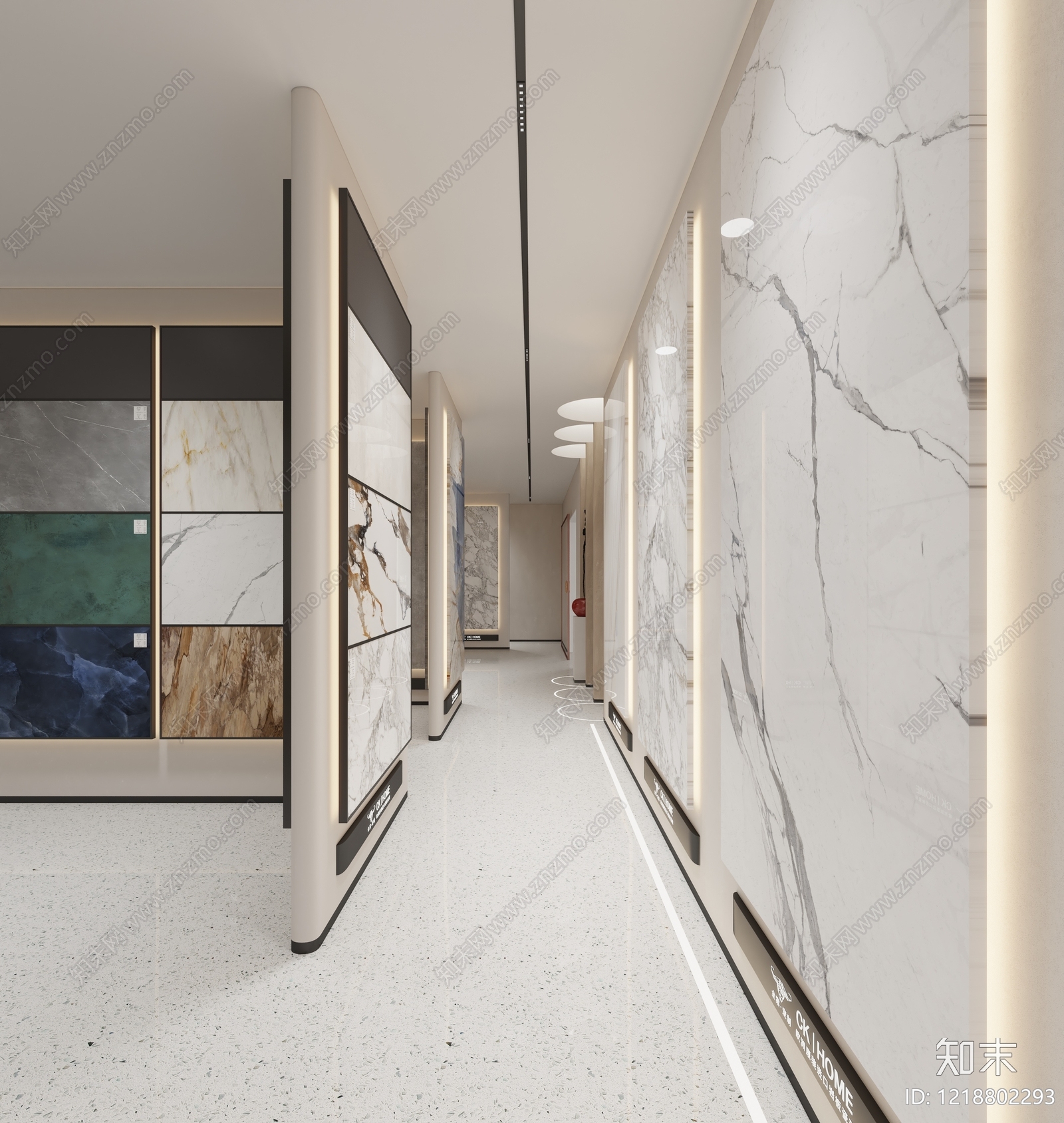 极简瓷砖展厅SU模型下载【ID:1218802293】
