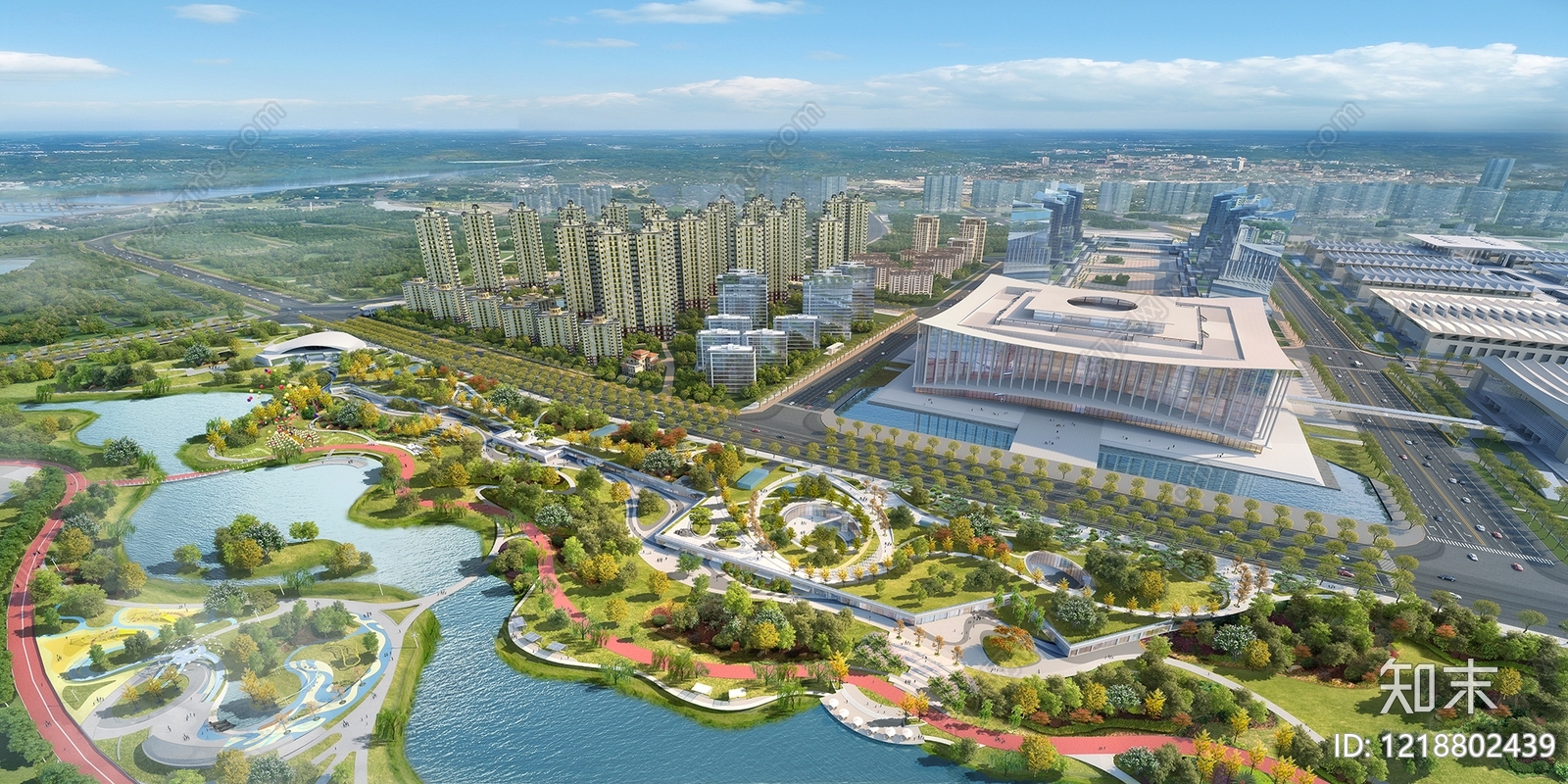 现代主义滨水景观3D模型下载【ID:1218802439】