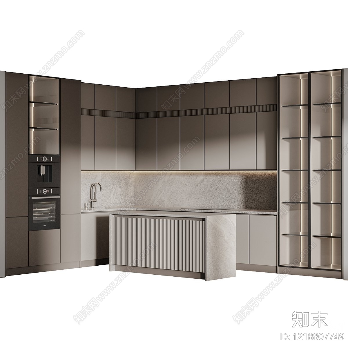 极简开放式厨房3D模型下载【ID:1218807749】