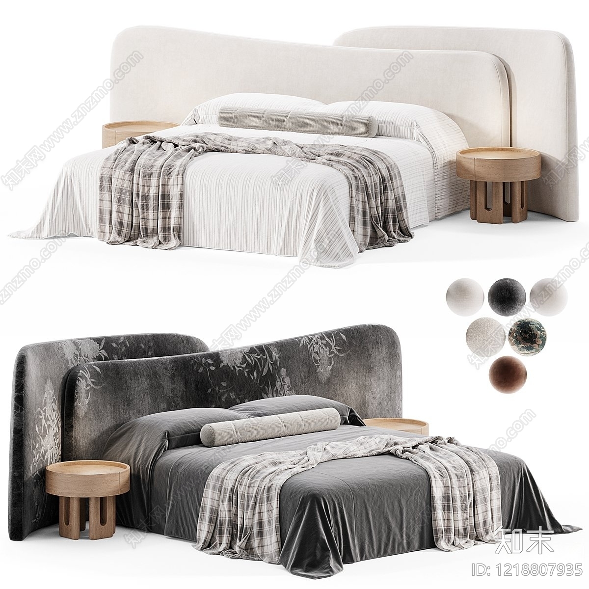 现代简约床品3D模型下载【ID:1218807935】