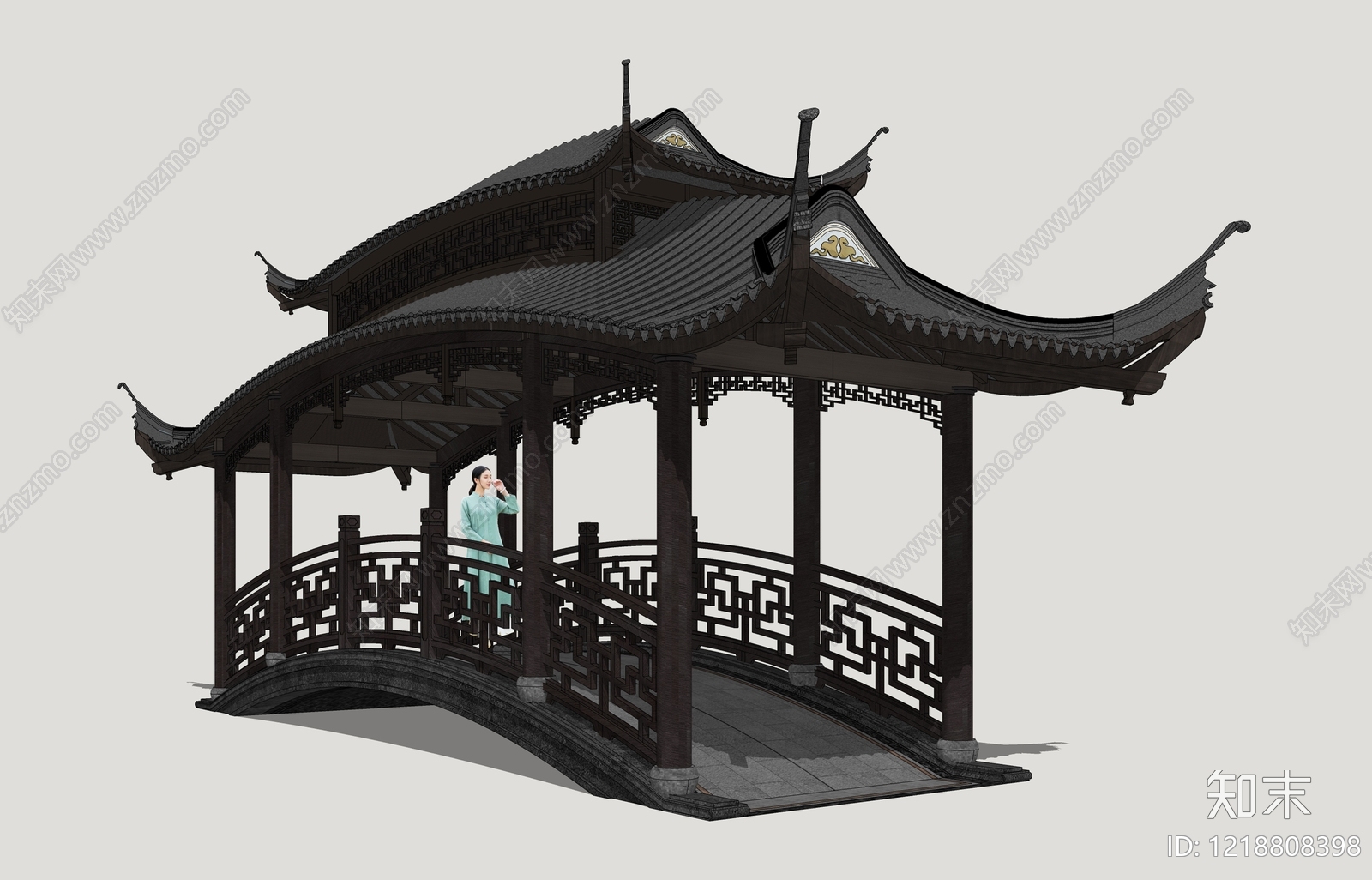 新中式古建筑SU模型下载【ID:1218808398】