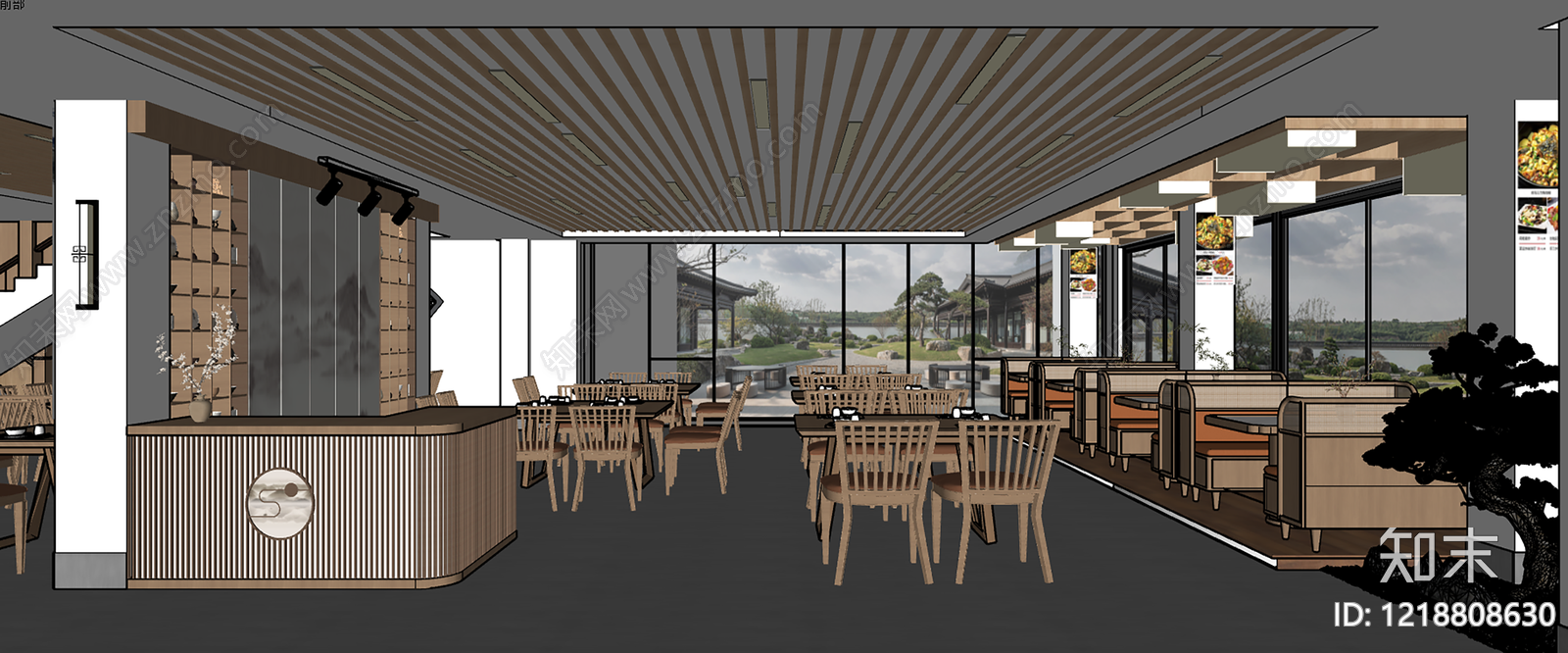新中式中餐厅SU模型下载【ID:1218808630】