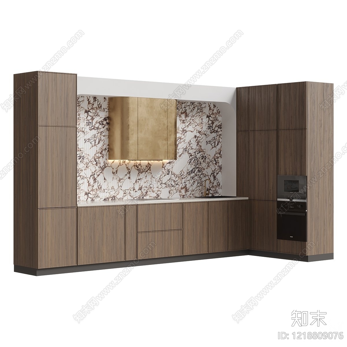 意式轻奢开放式厨房3D模型下载【ID:1218809076】