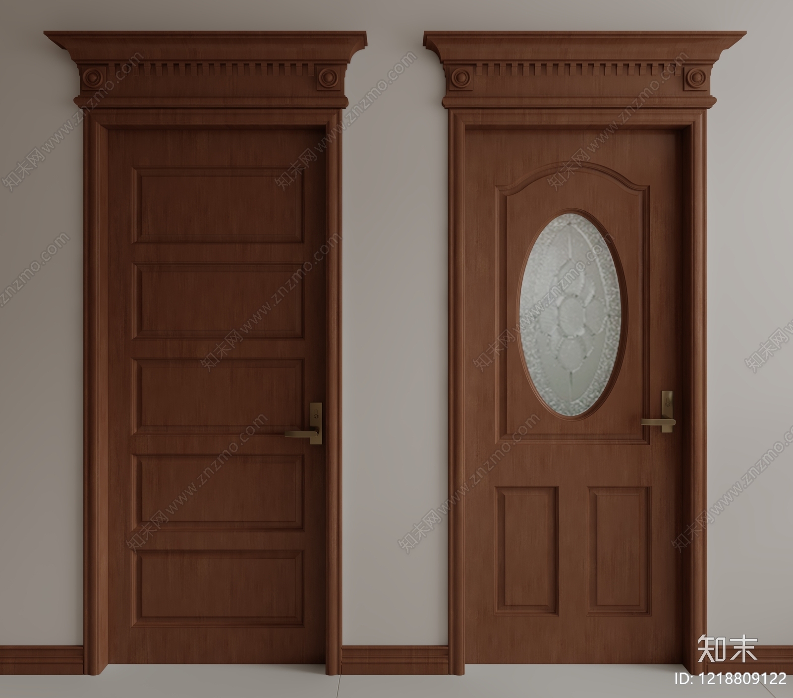 欧式古典门组合3D模型下载【ID:1218809122】