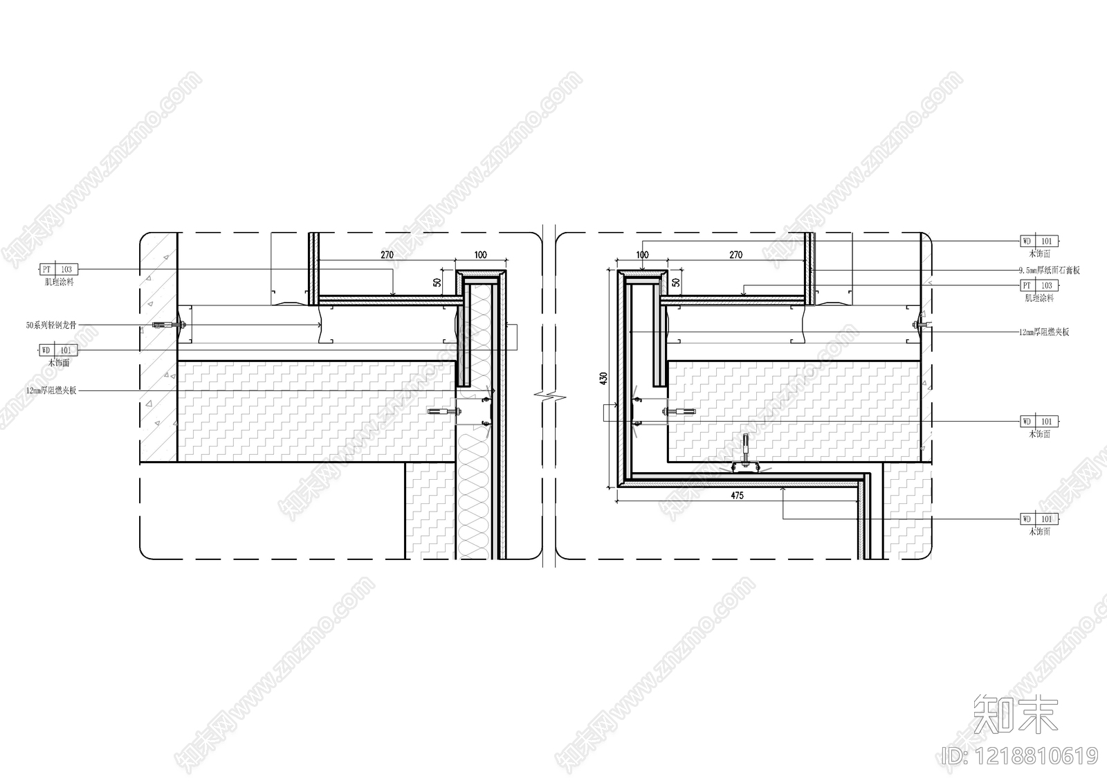 墙面节点cad施工图下载【ID:1218810619】