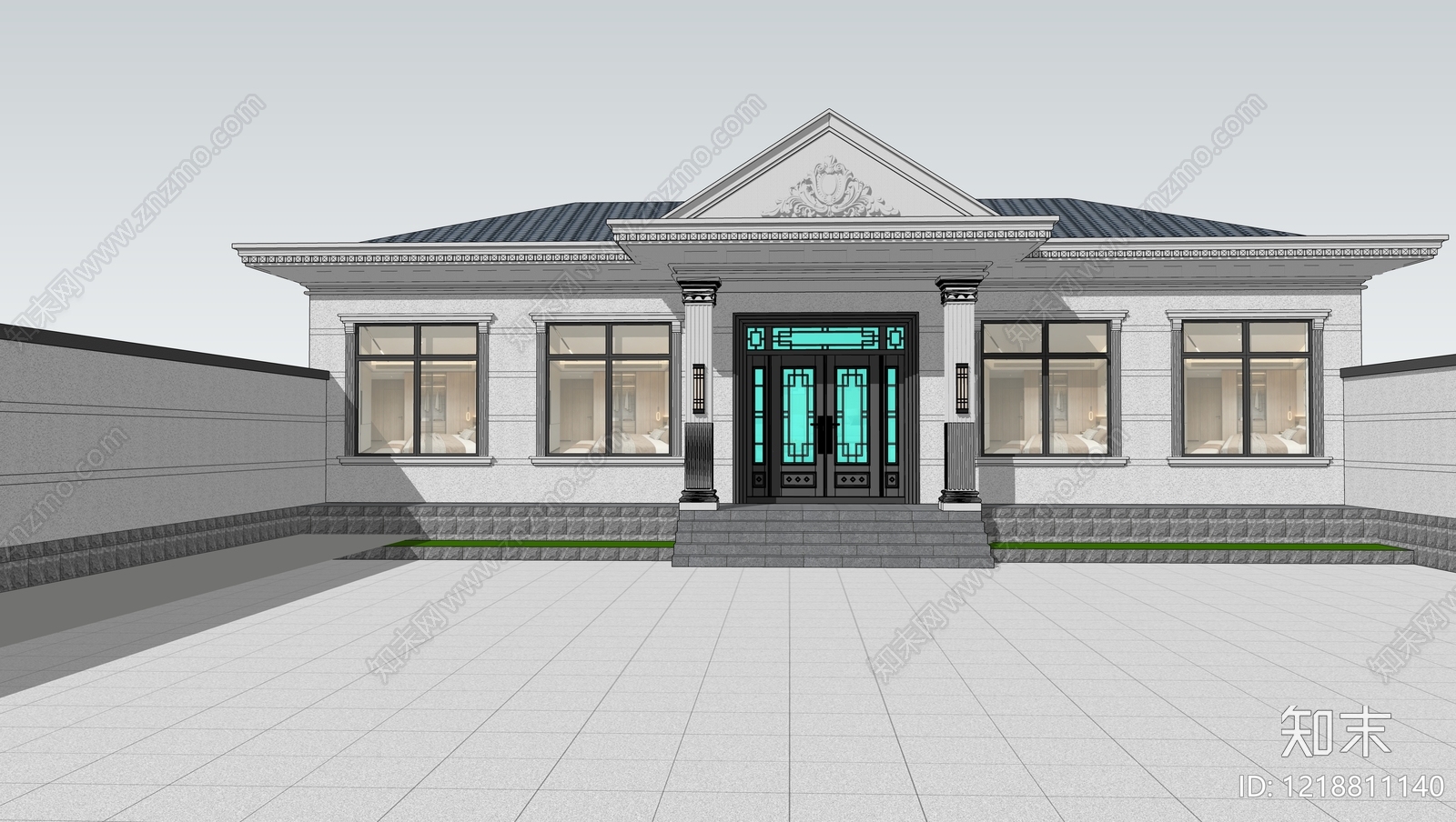 新中式乡村民房SU模型下载【ID:1218811140】