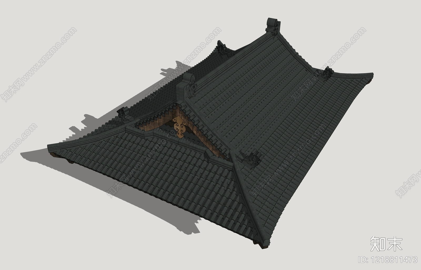 新中式寺庙建筑SU模型下载【ID:1218811473】