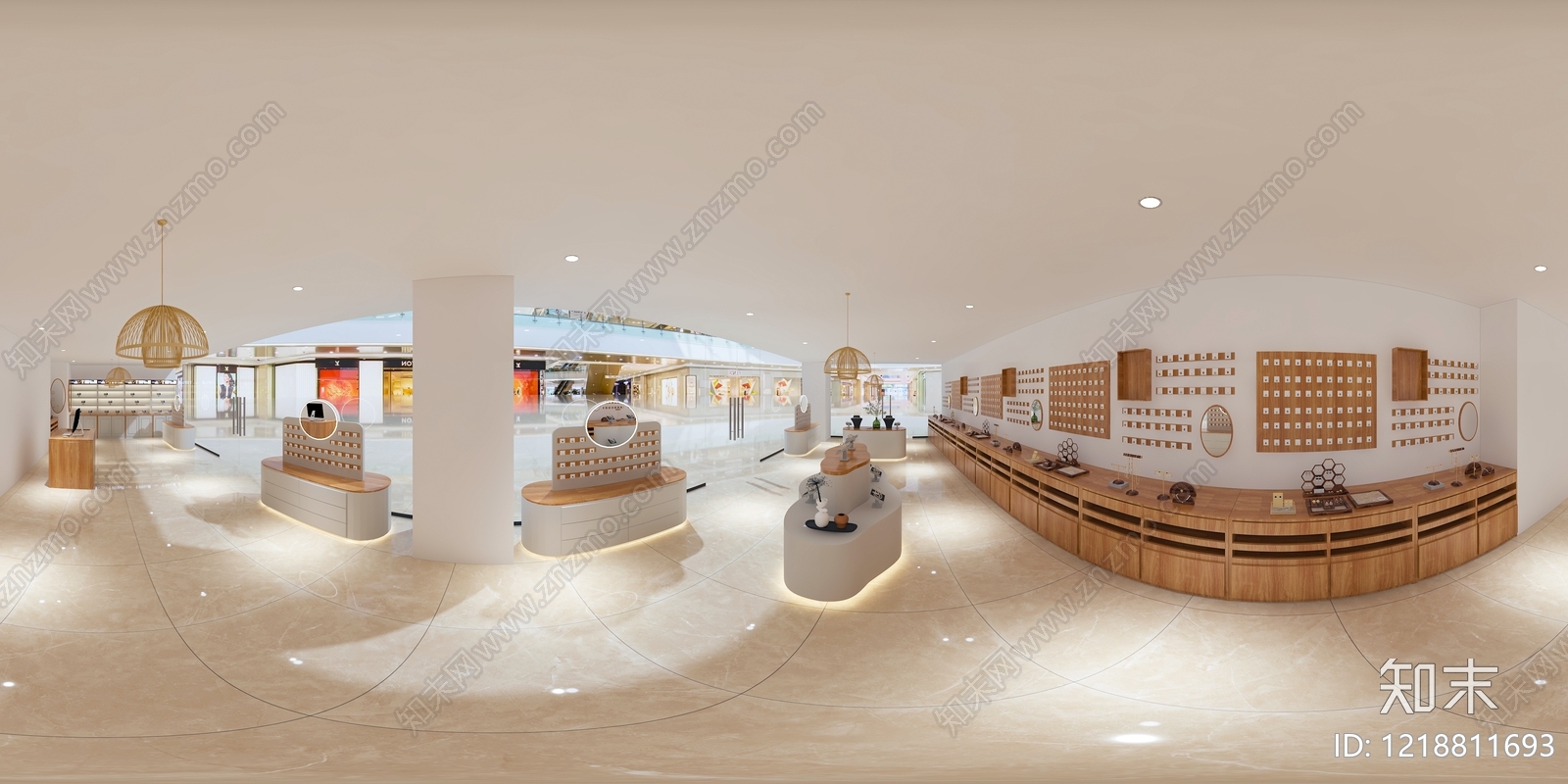 奶油风眼镜店3D模型渲染效果图