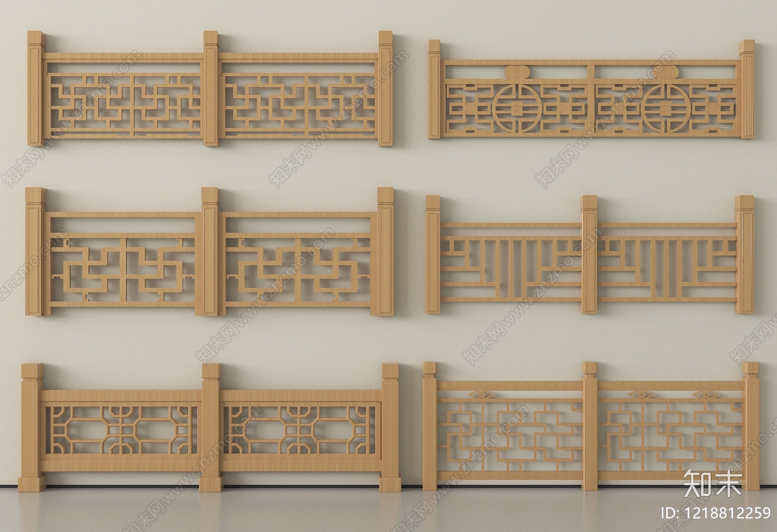 新中式栏杆3D模型下载【ID:1218812259】