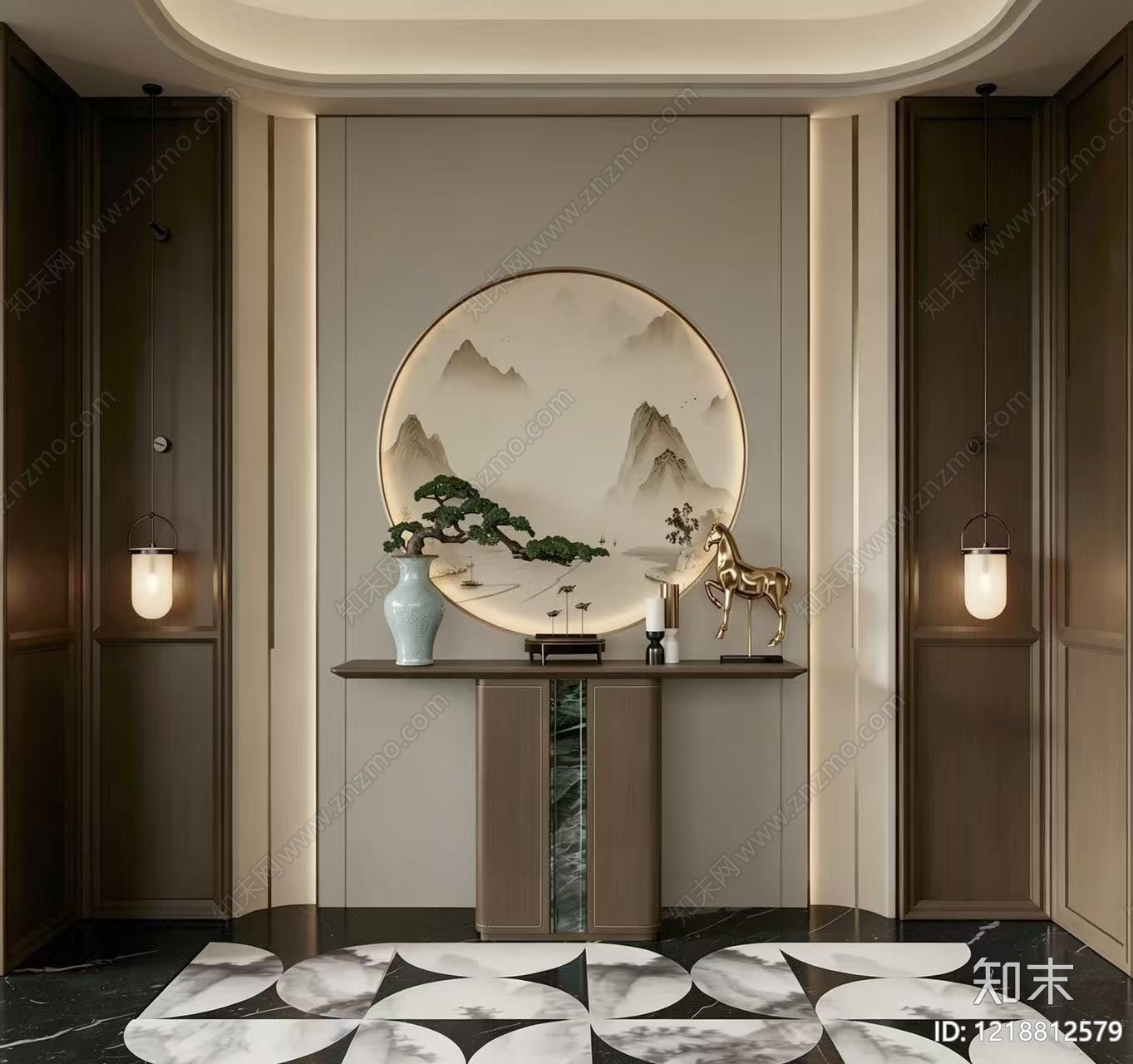 新中式玄关3D模型下载【ID:1218812579】