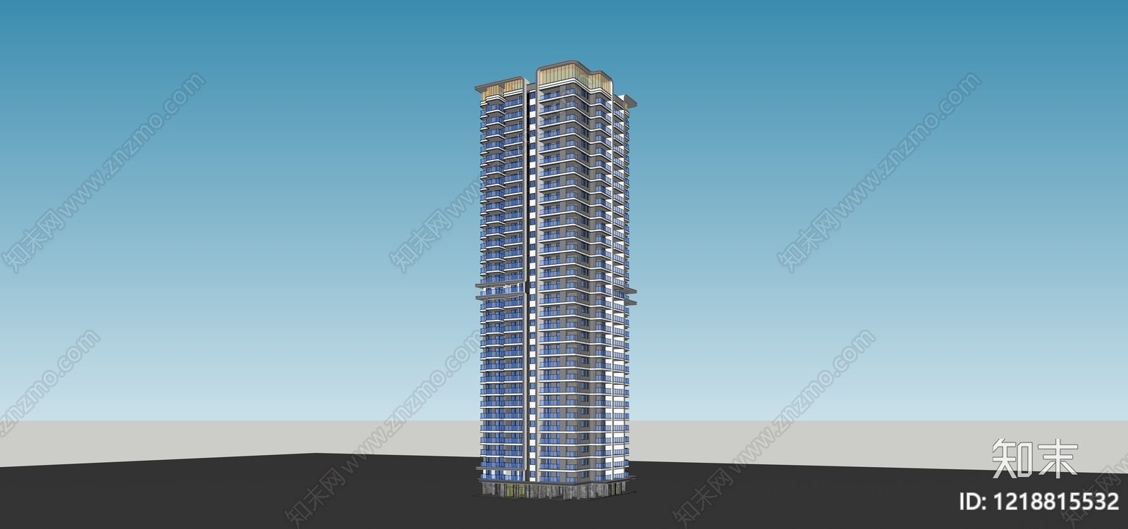 现代主义高层住宅SU模型下载【ID:1218815532】