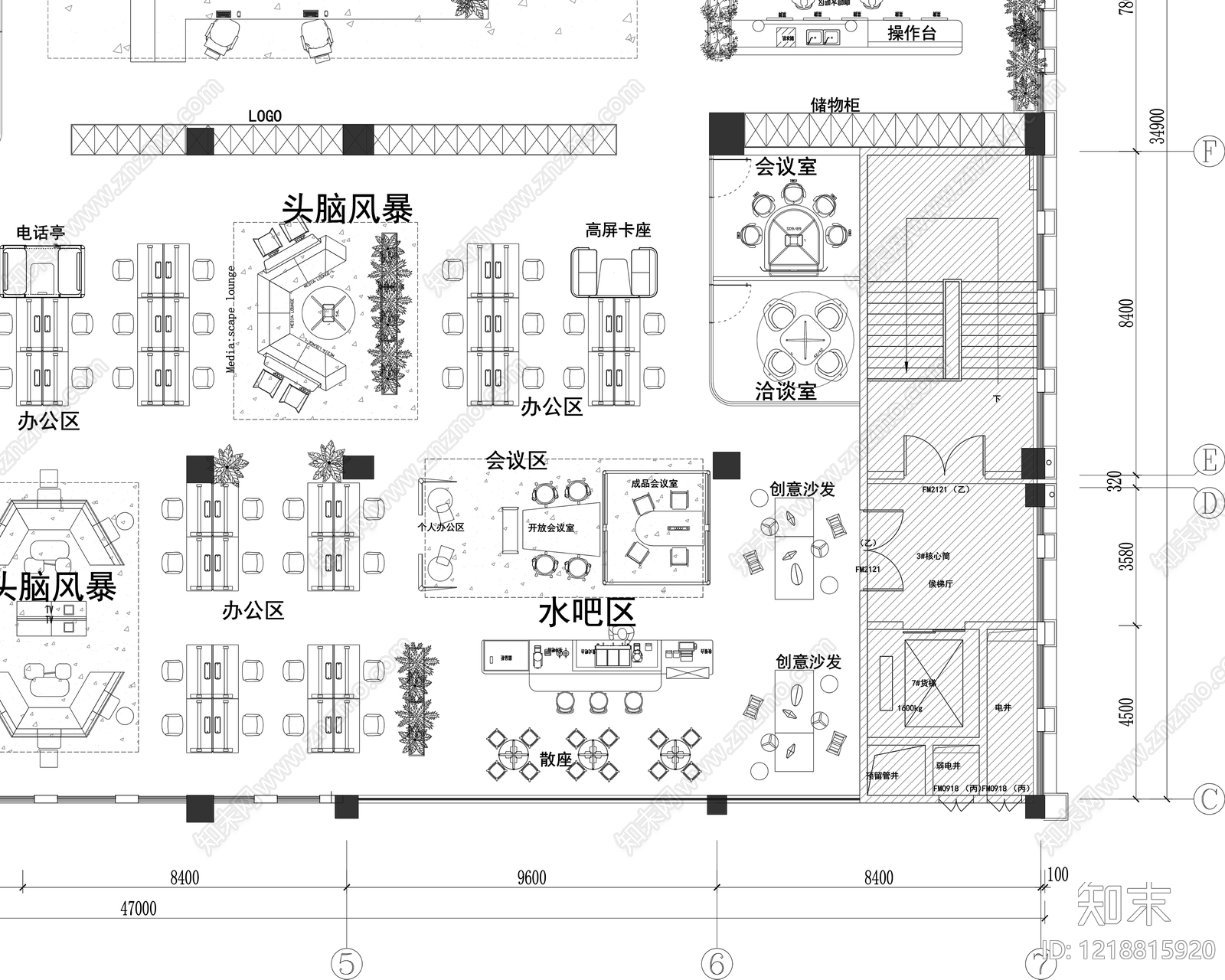 整体办公空间cad施工图下载【ID:1218815920】