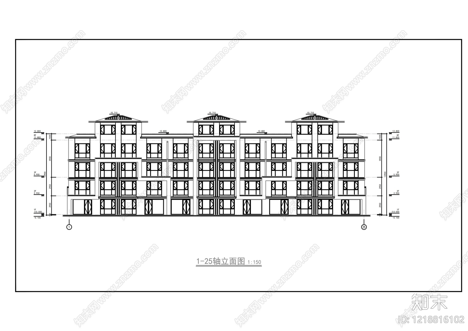 别墅建筑cad施工图下载【ID:1218816102】