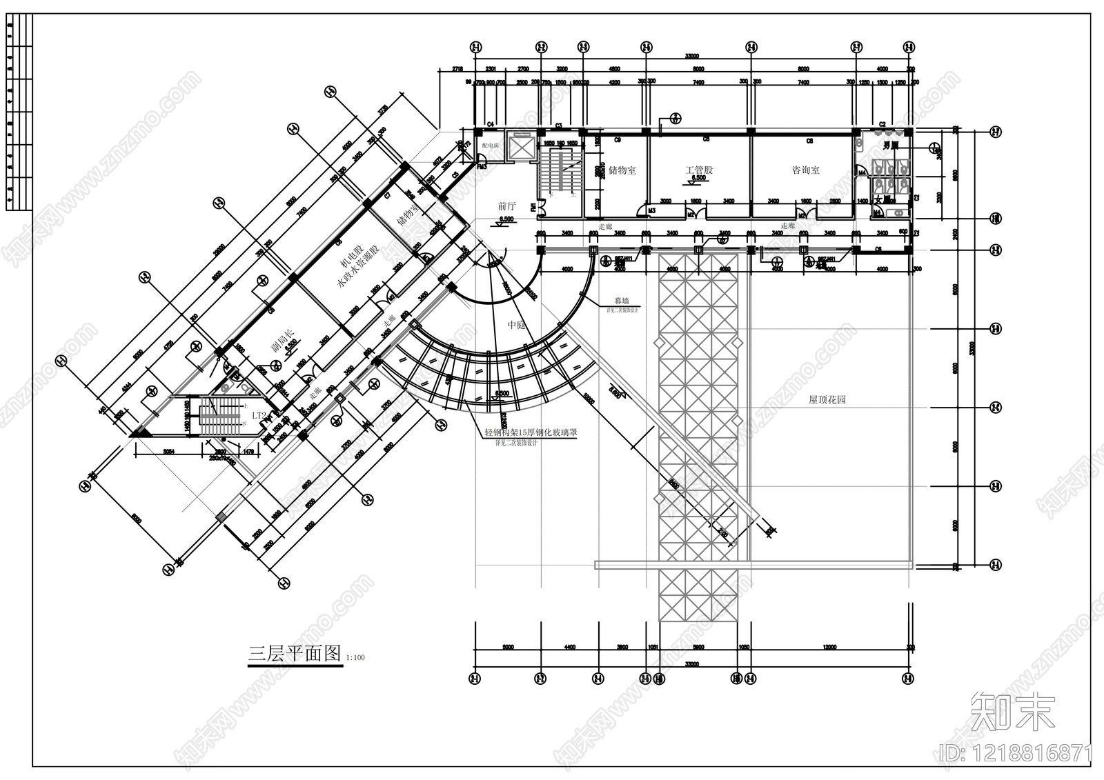 办公楼建筑cad施工图下载【ID:1218816871】