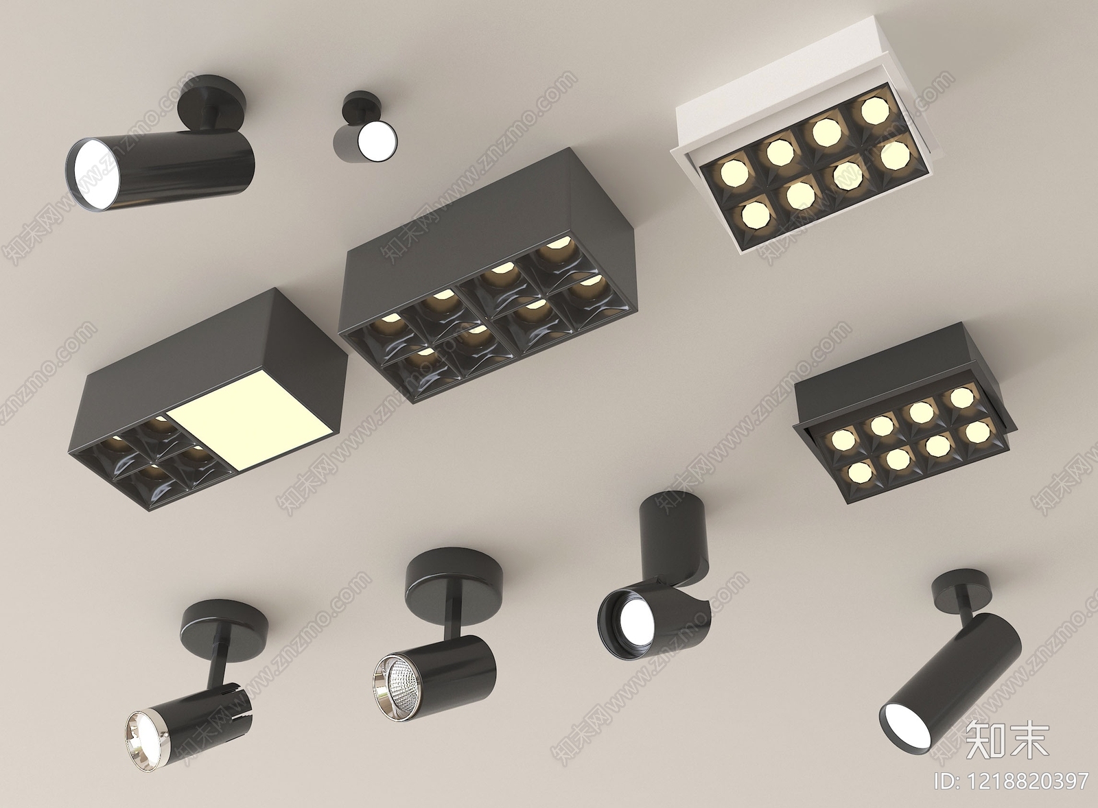 极简主义灯具组合3D模型下载【ID:1218820397】