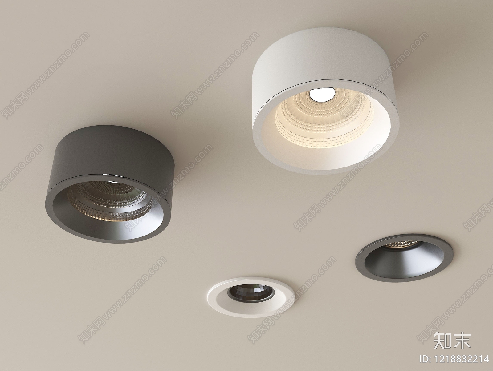 现代简约筒灯射灯组合3D模型下载【ID:1218832214】