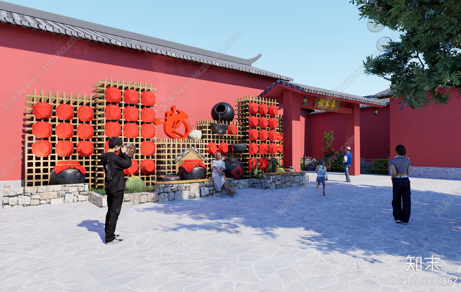 新中式文旅美陈SU模型下载【ID:1218833862】