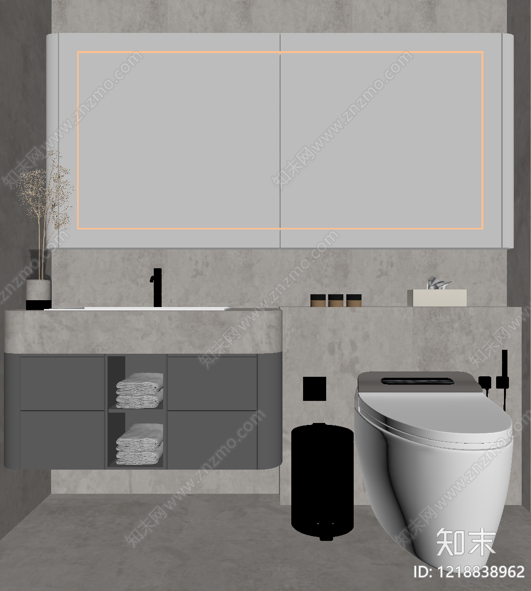 现代浴室柜SU模型下载【ID:1218838962】