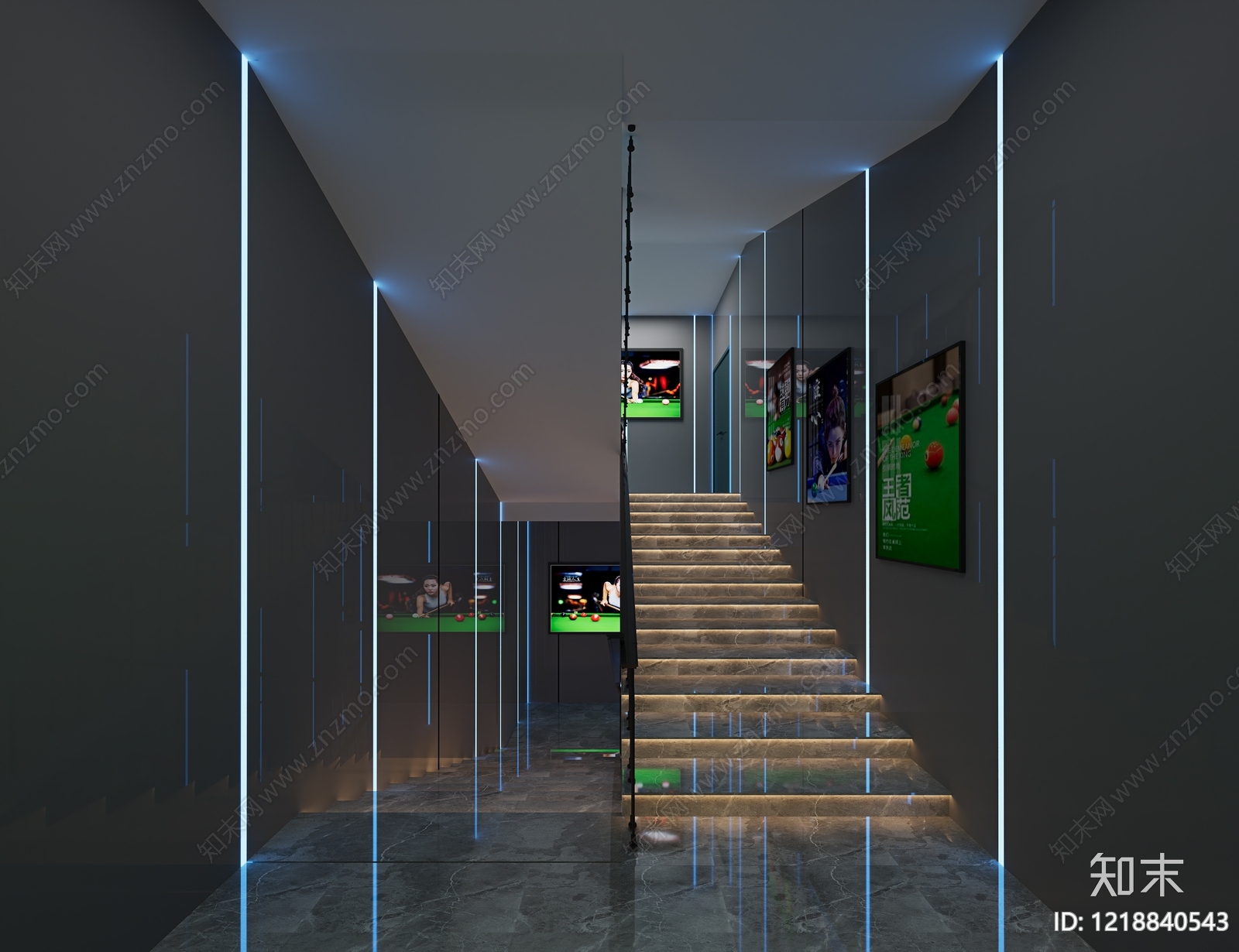 现代简约楼梯间3D模型下载【ID:1218840543】