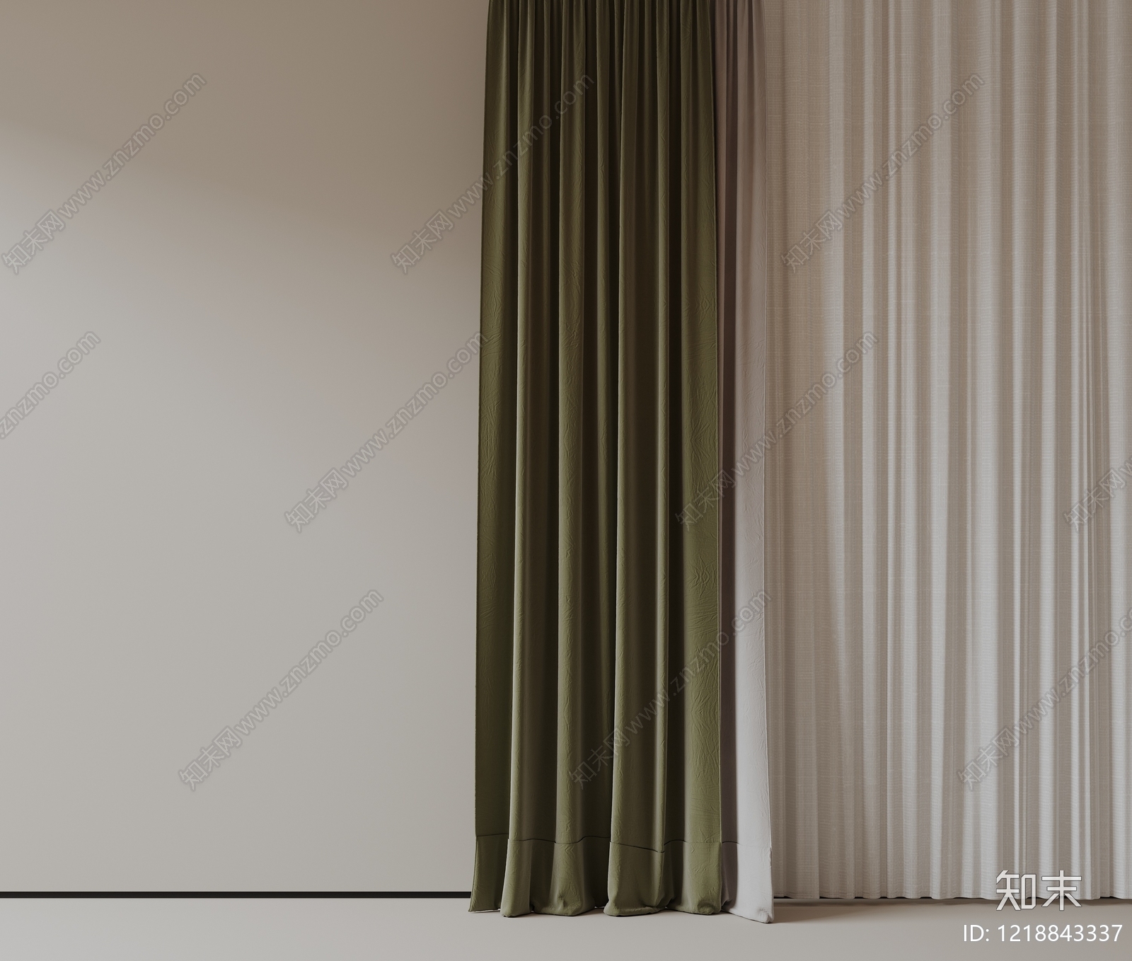 极简通用窗帘3D模型下载【ID:1218843337】