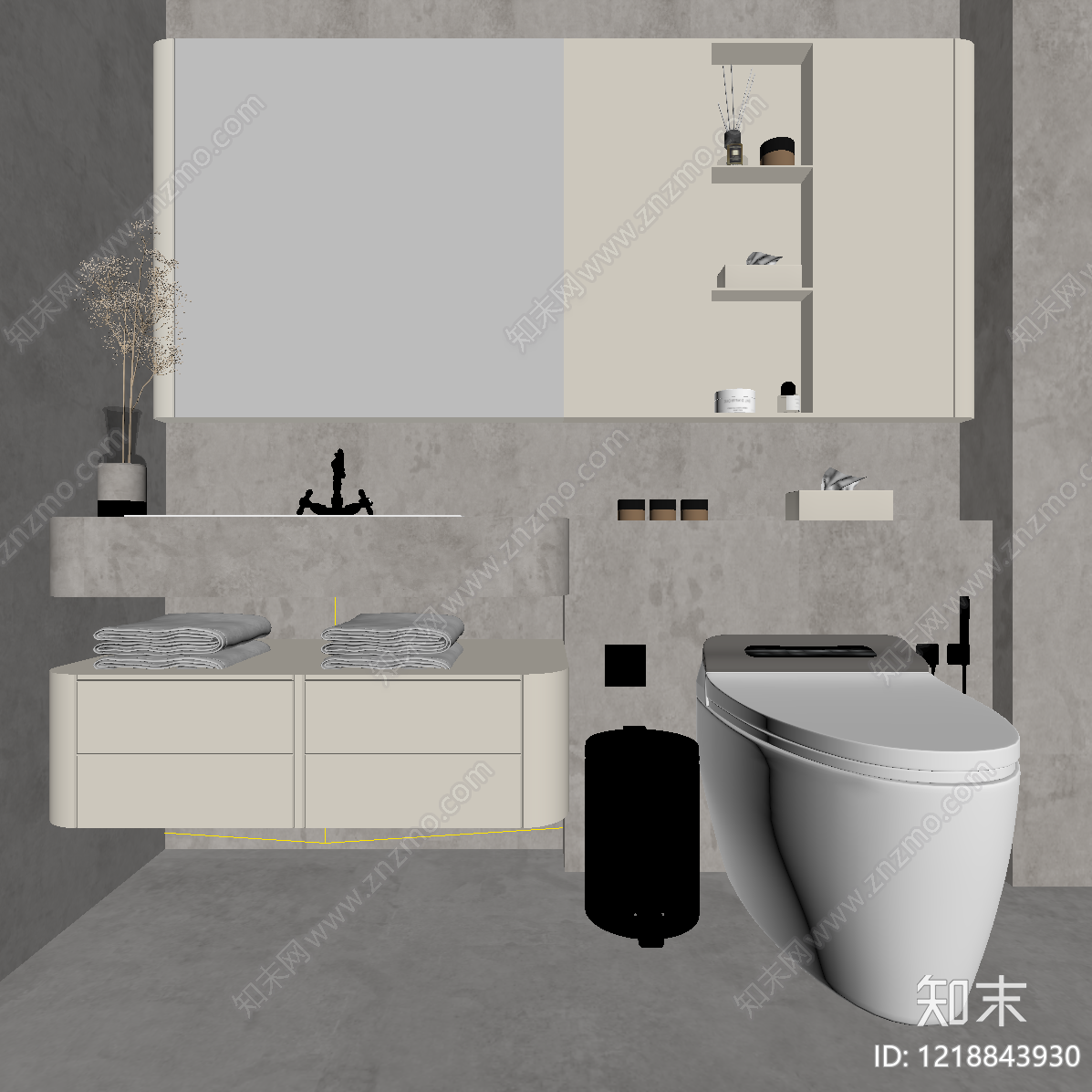 现代浴室柜SU模型下载【ID:1218843930】