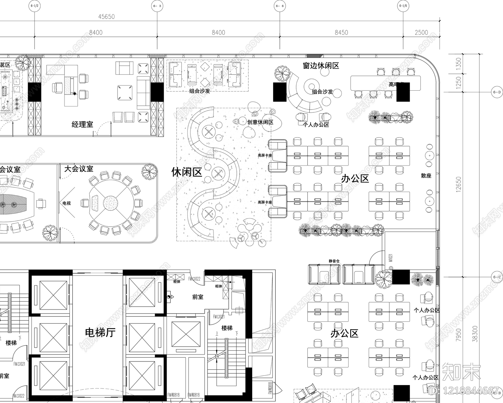 整体办公空间cad施工图下载【ID:1218844667】