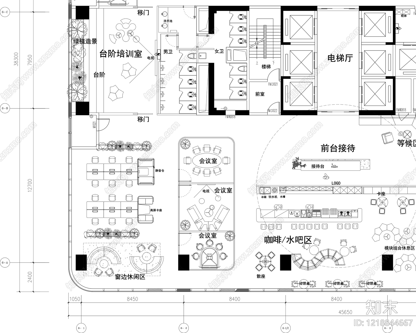 整体办公空间cad施工图下载【ID:1218844667】