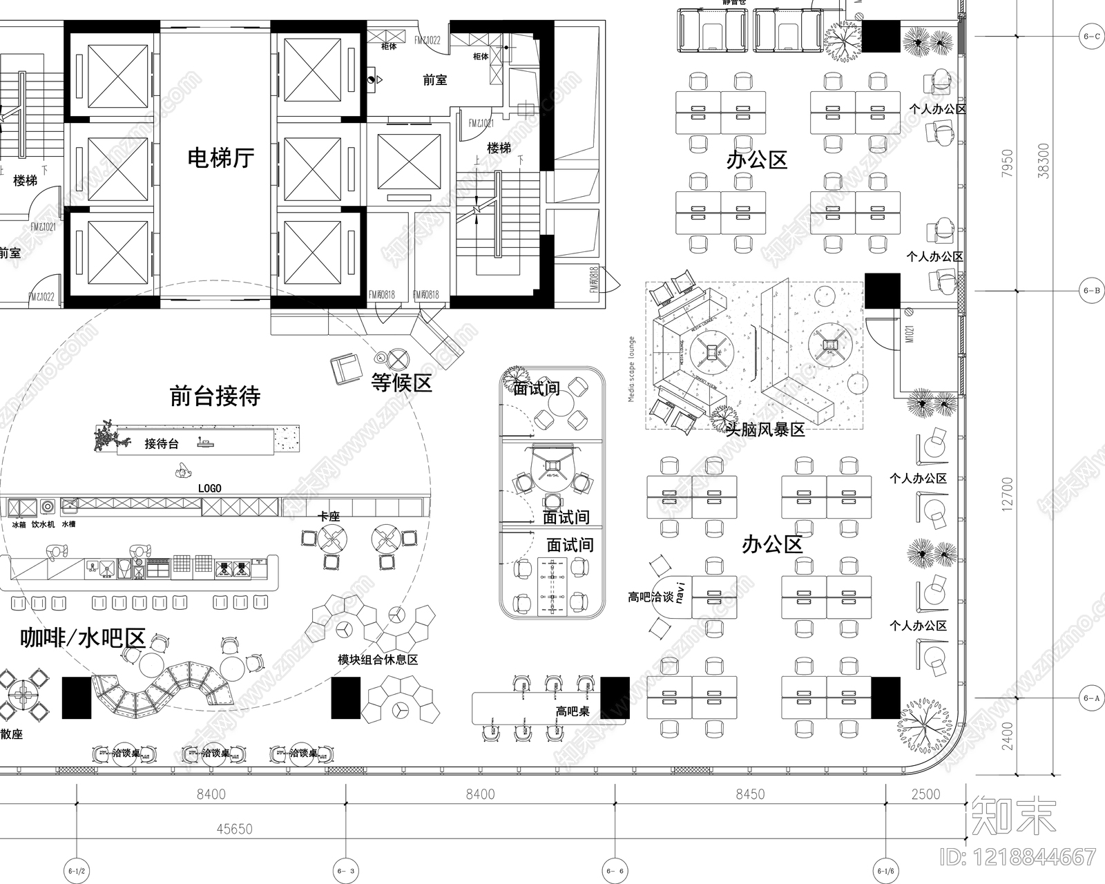 整体办公空间cad施工图下载【ID:1218844667】