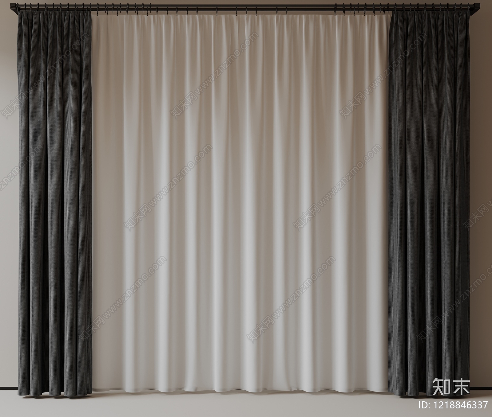极简通用窗帘3D模型下载【ID:1218846337】