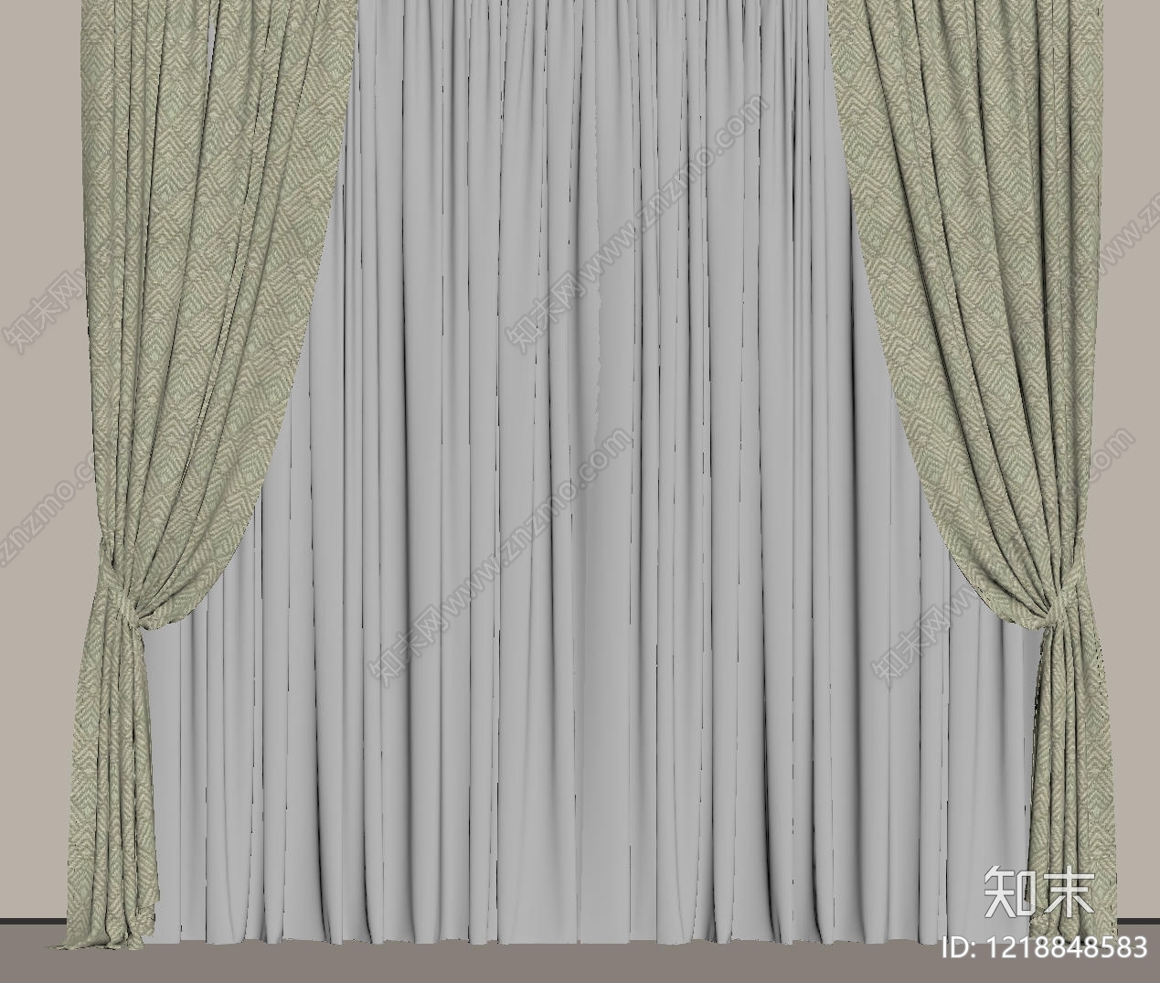奶油风窗帘SU模型下载【ID:1218848583】