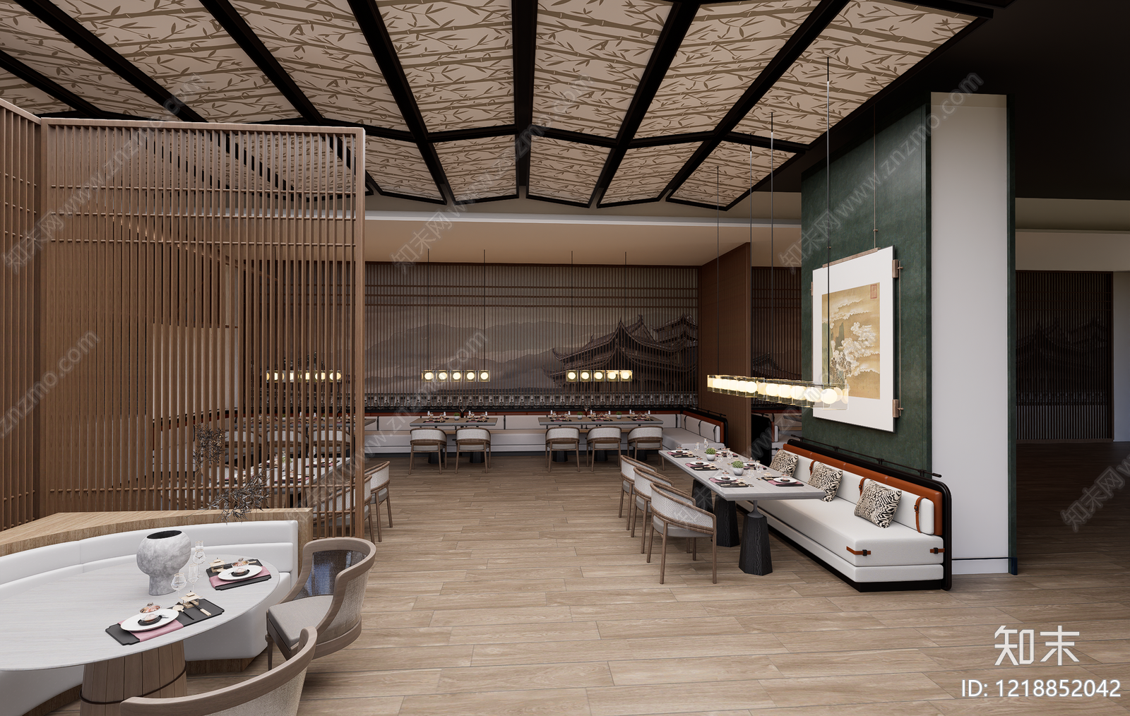 新中式中餐厅SU模型下载【ID:1218852042】