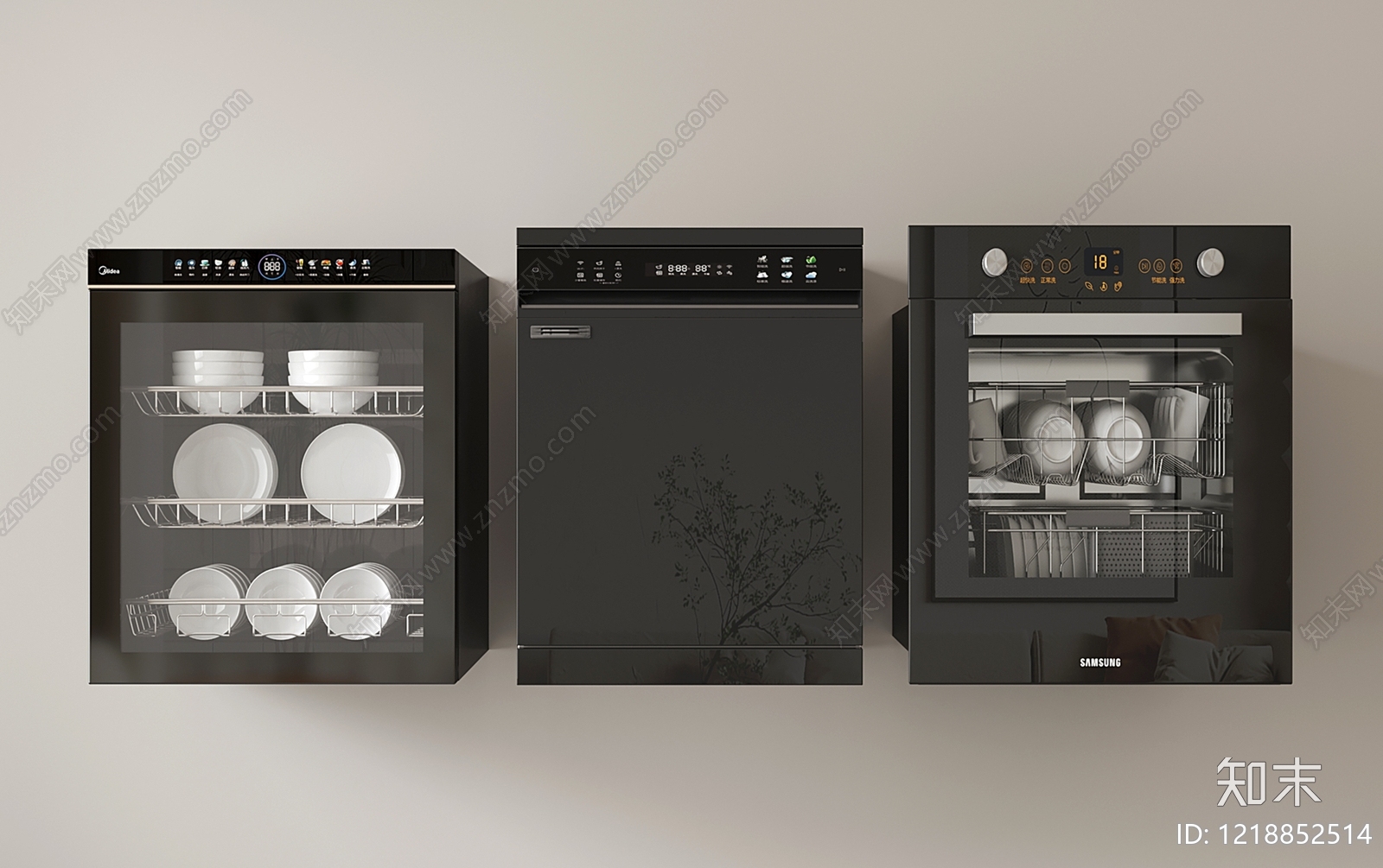 现代简约洗碗机SU模型草图