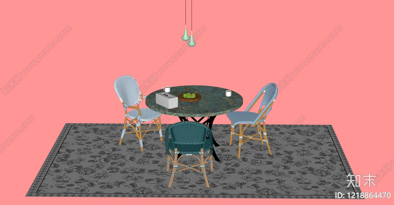 法式餐桌椅SU模型下载【ID:1218864470】