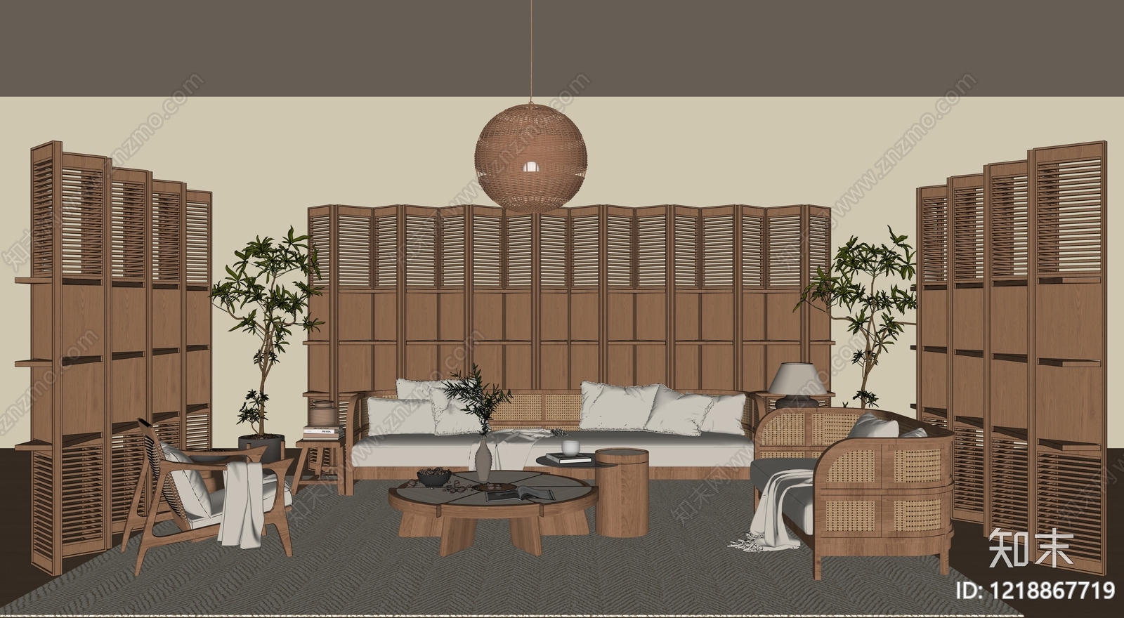 侘寂客厅SU模型下载【ID:1218867719】