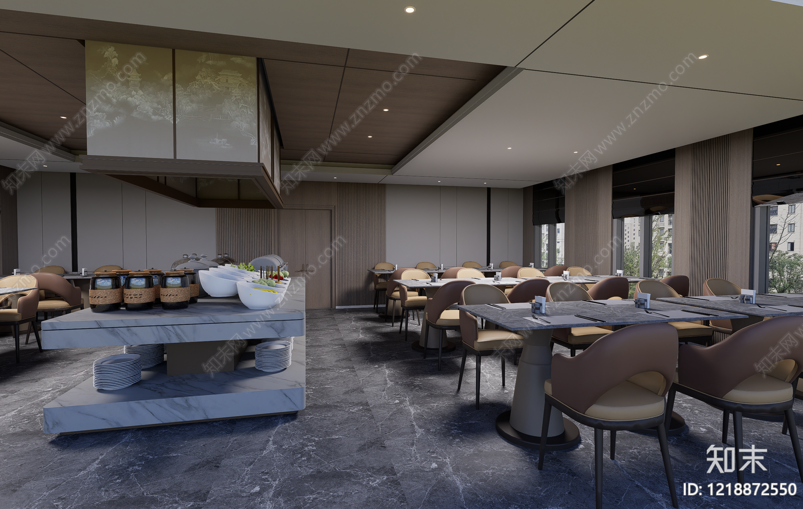 现代自助餐厅SU模型下载【ID:1218872550】