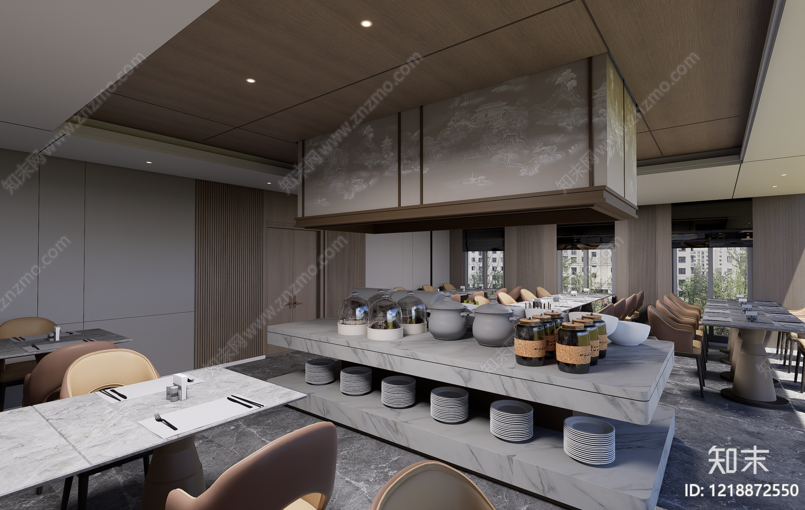 现代自助餐厅SU模型下载【ID:1218872550】