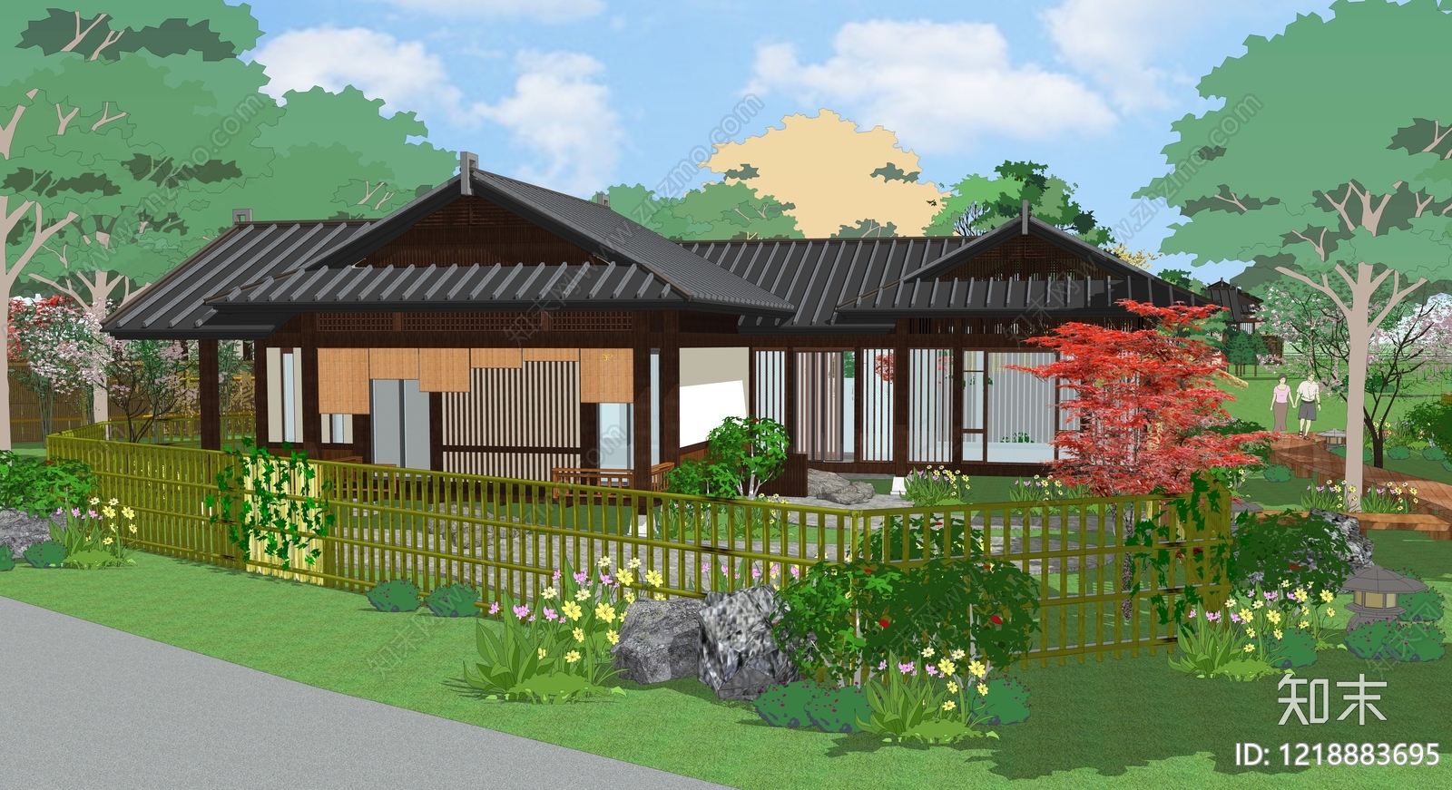 新中式乡村庭院SU模型下载【ID:1218883695】