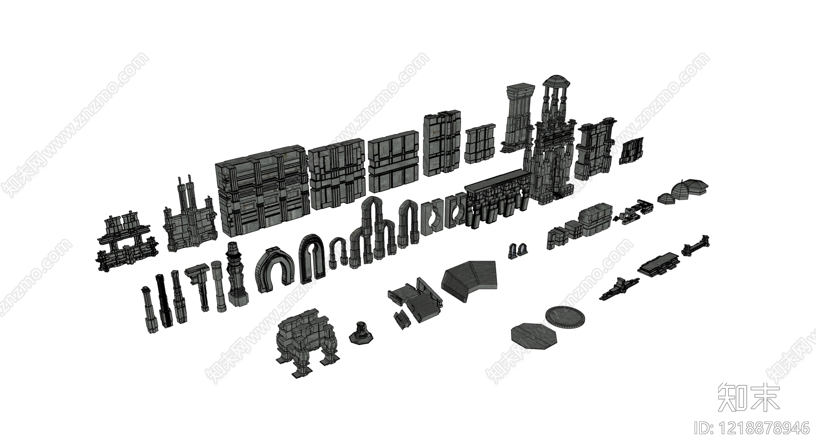 暗黑工业风古建筑SU模型下载【ID:1218878946】