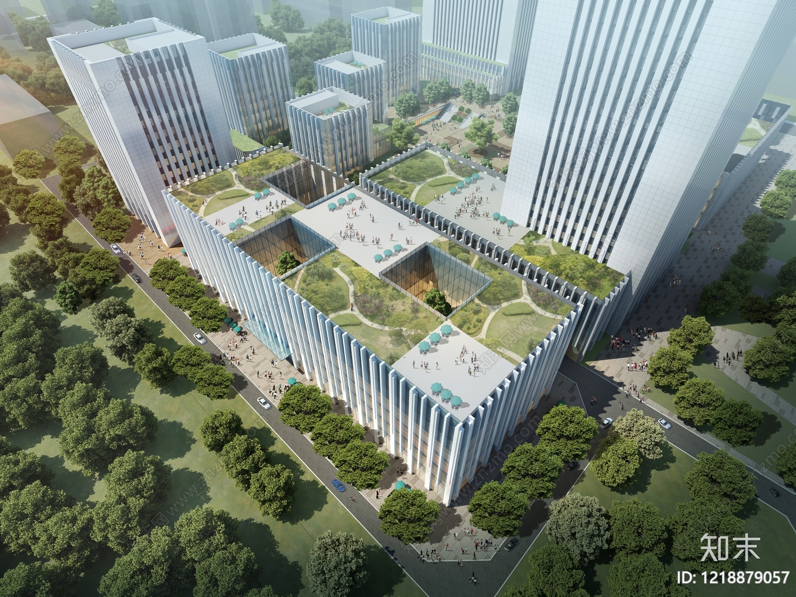 现代主义产业园办公楼3D模型下载【ID:1218879057】