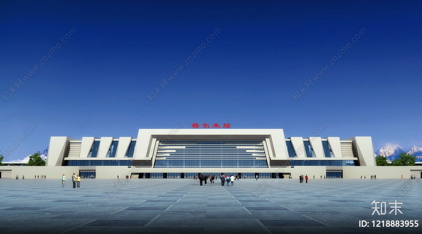 现代主义车站外观3D模型下载【ID:1218883955】